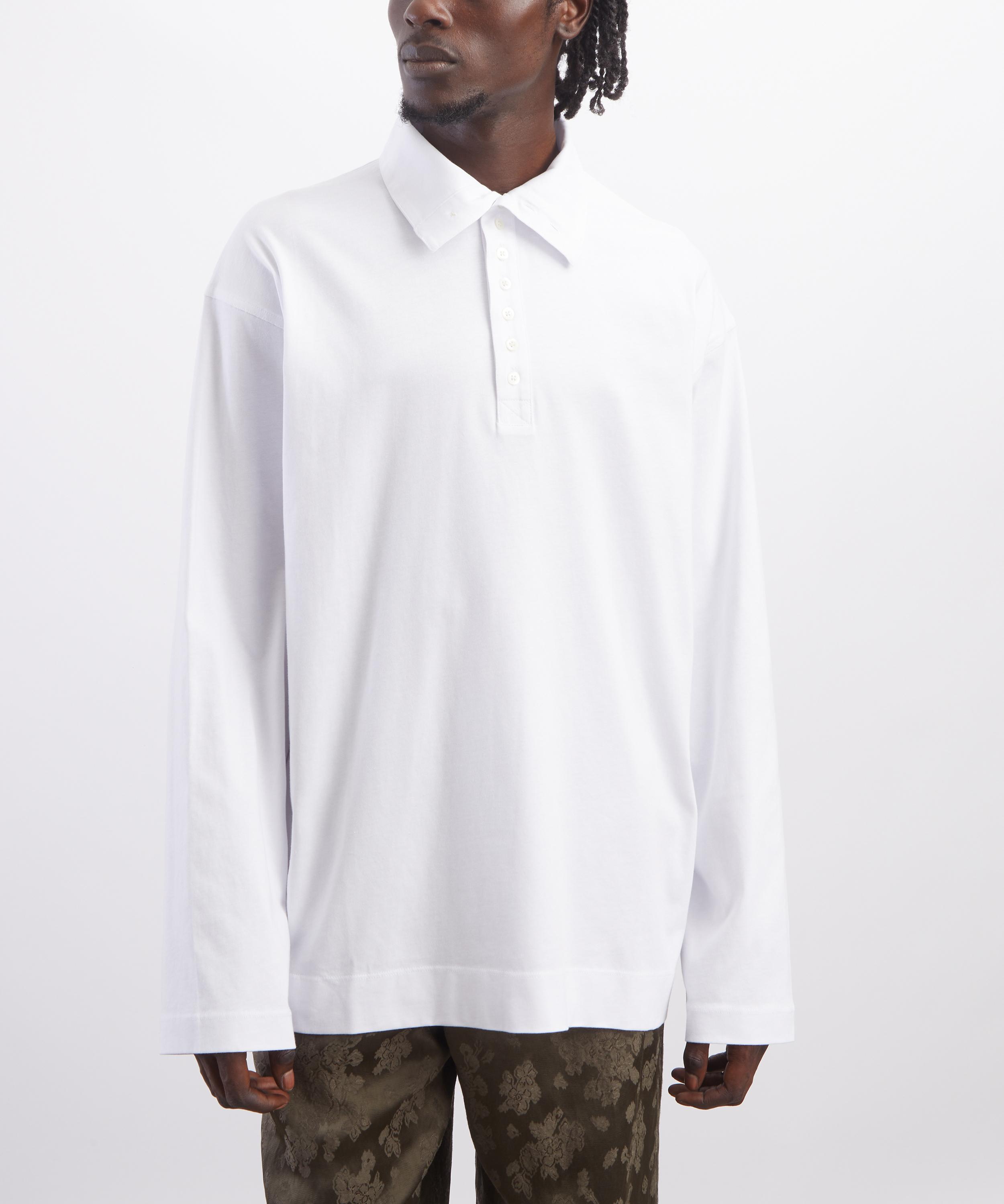 トップス < Dries Van Noten >Oversize Slubbed Polo Dries Van Noten White Polo Shirt | Liberty
