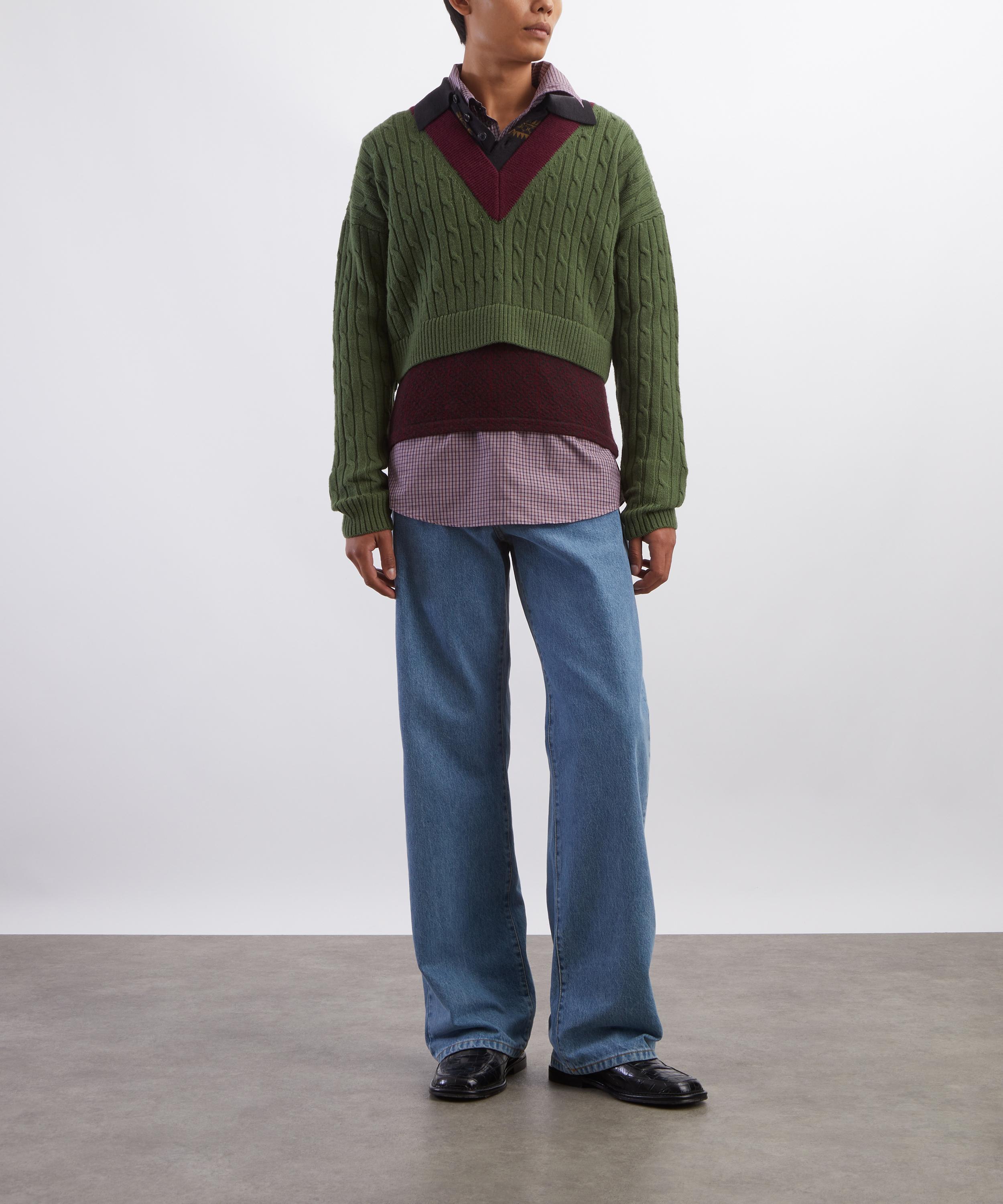 Dries Van Noten - Layered Wool Sweater in Forest image number 1