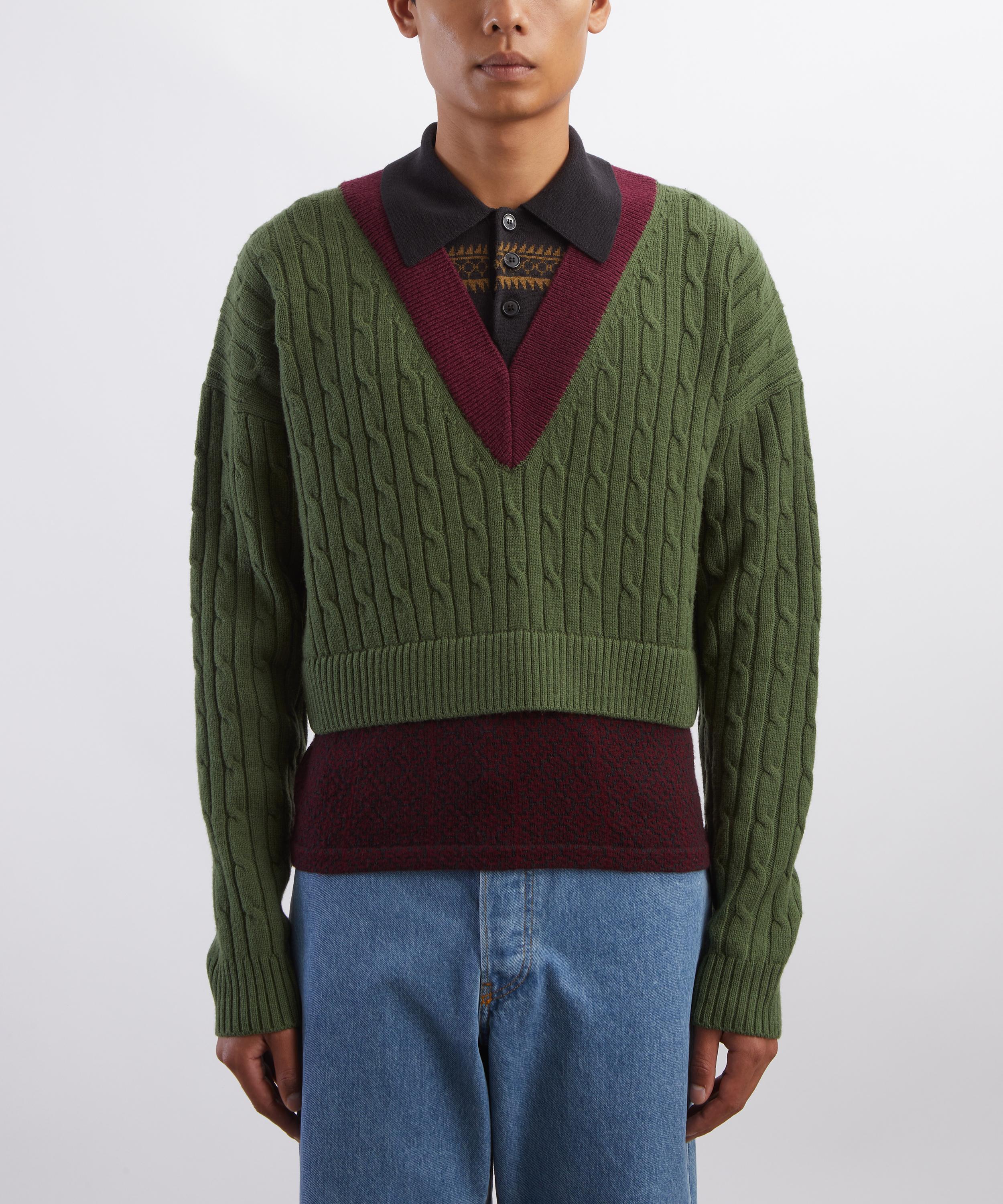 Dries Van Noten - Layered Wool Sweater in Forest image number 2