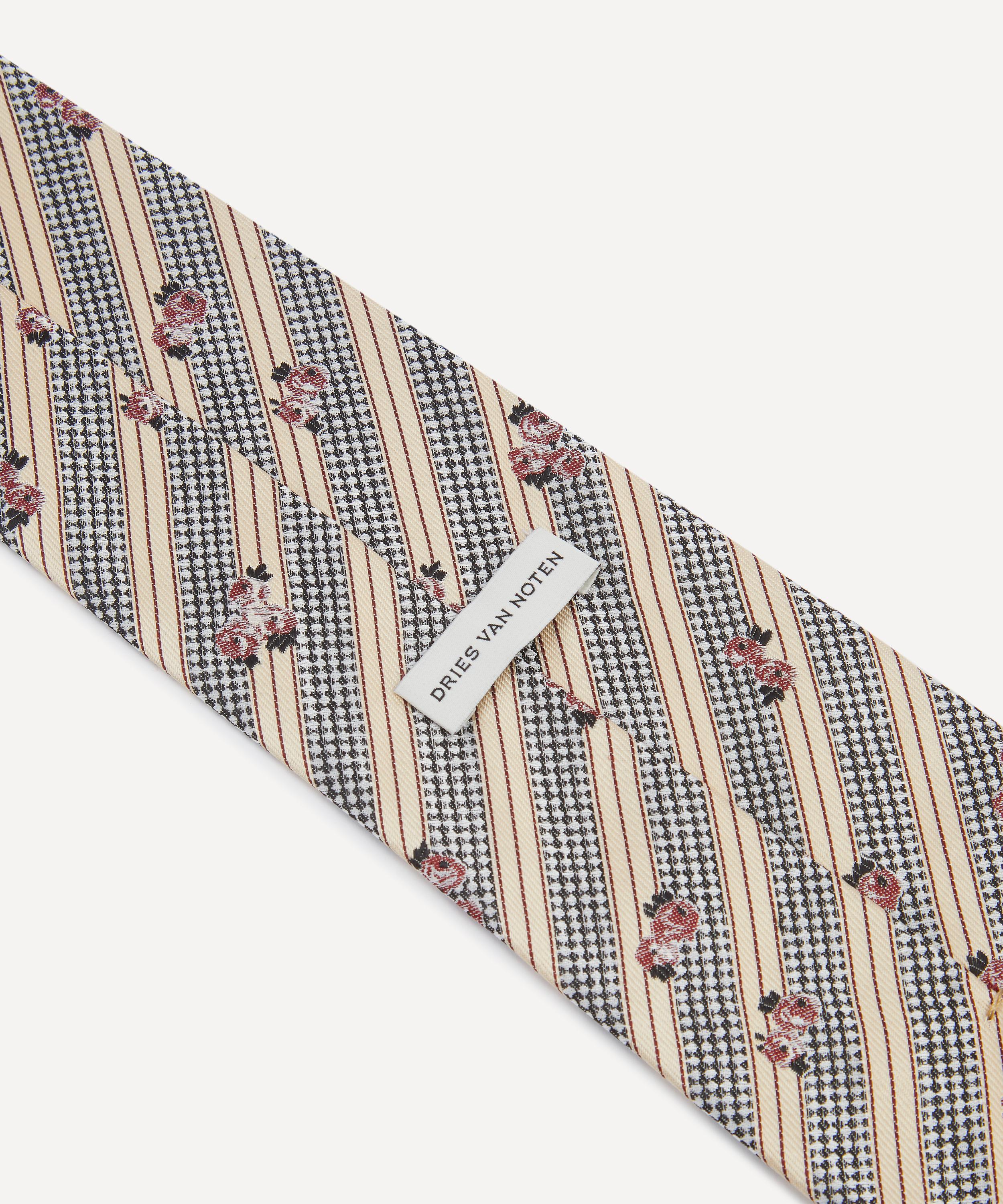 Dries Van Noten - Floral Stripe Printed Silk Tie image number 1