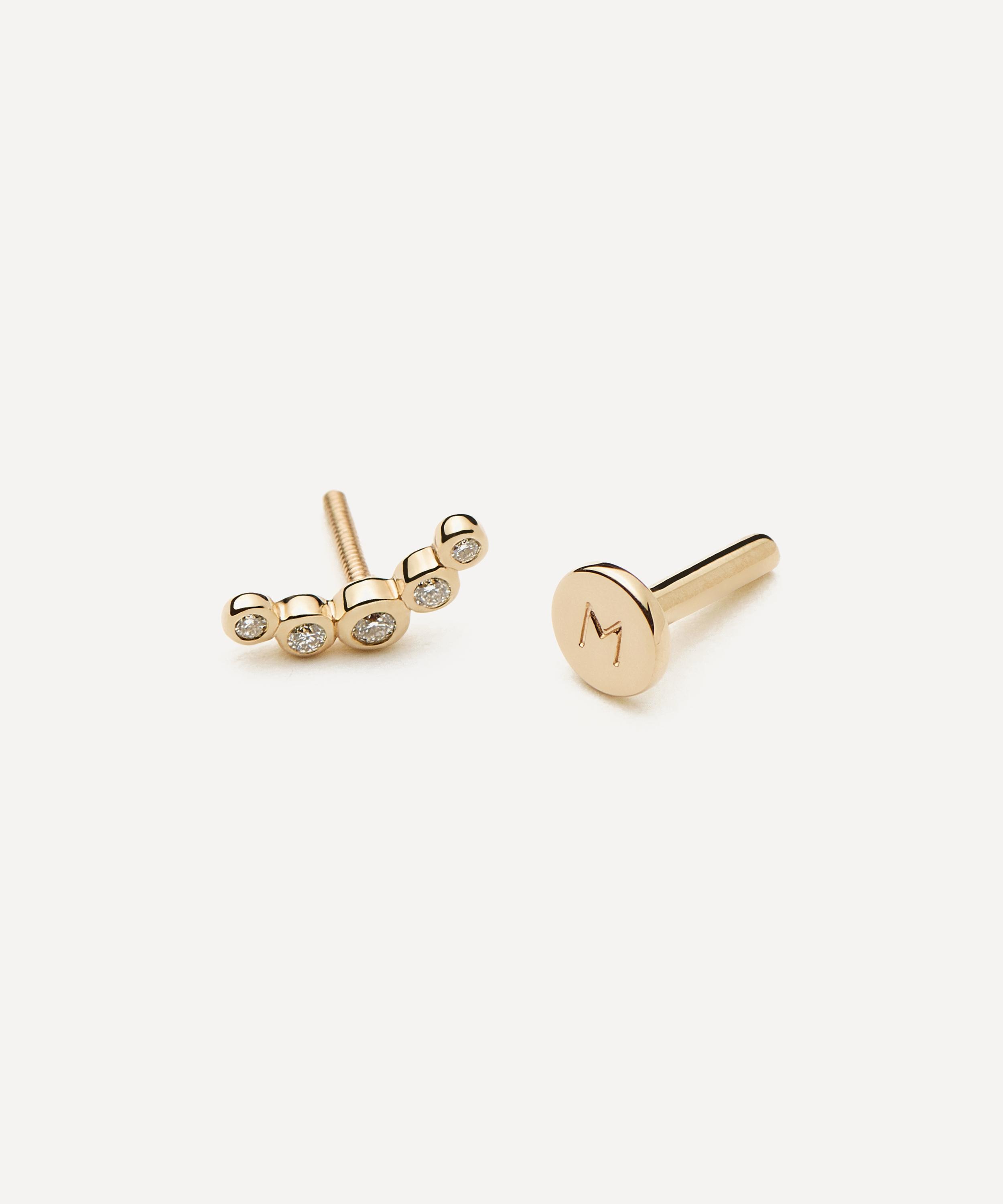 Missoma - 14ct Gold Diamond Ear Climber Flat Back Stud Earring image number 1