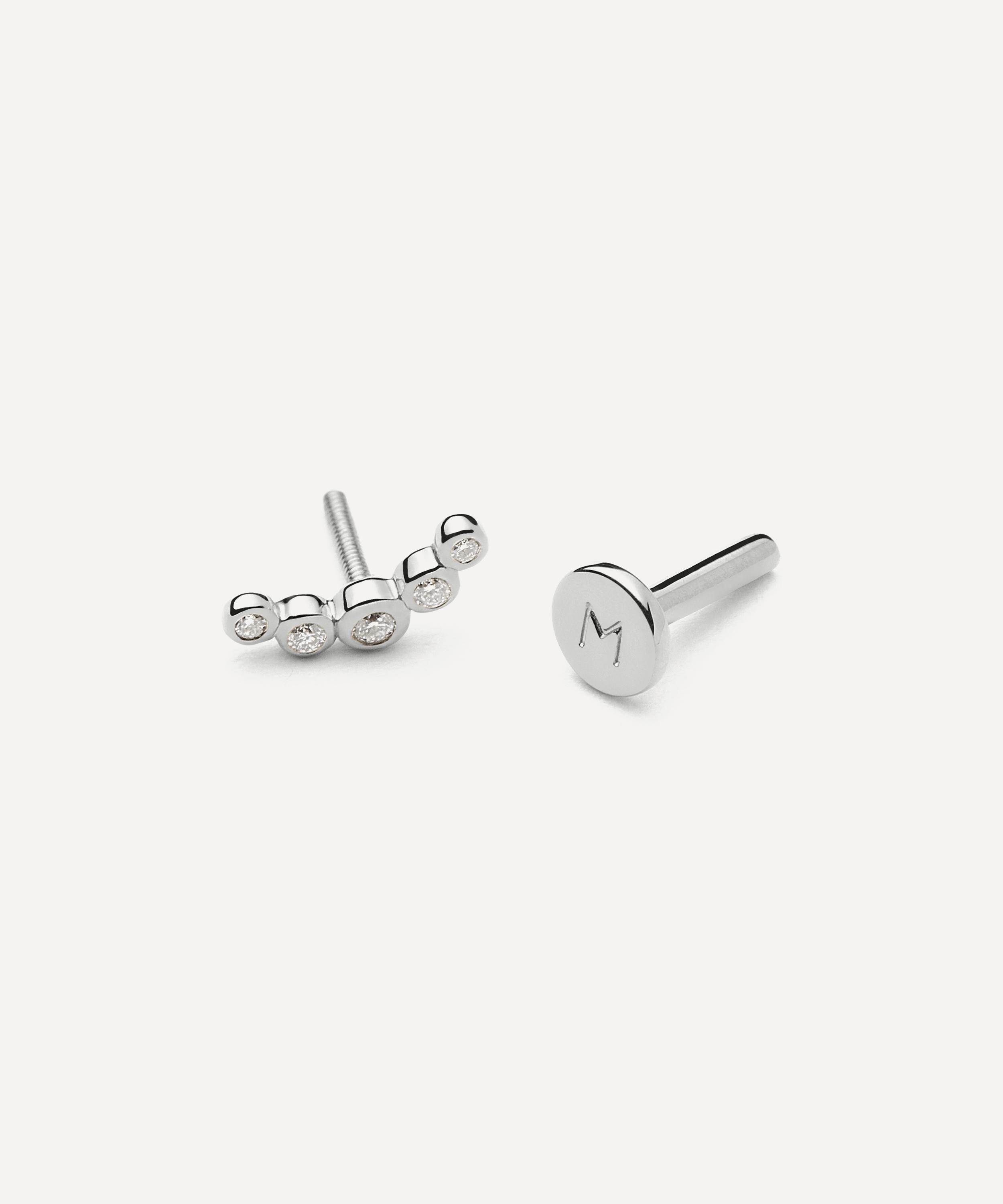 Missoma - 14ct White Gold Diamond Ear Climber Flat Back Stud Earring image number 1