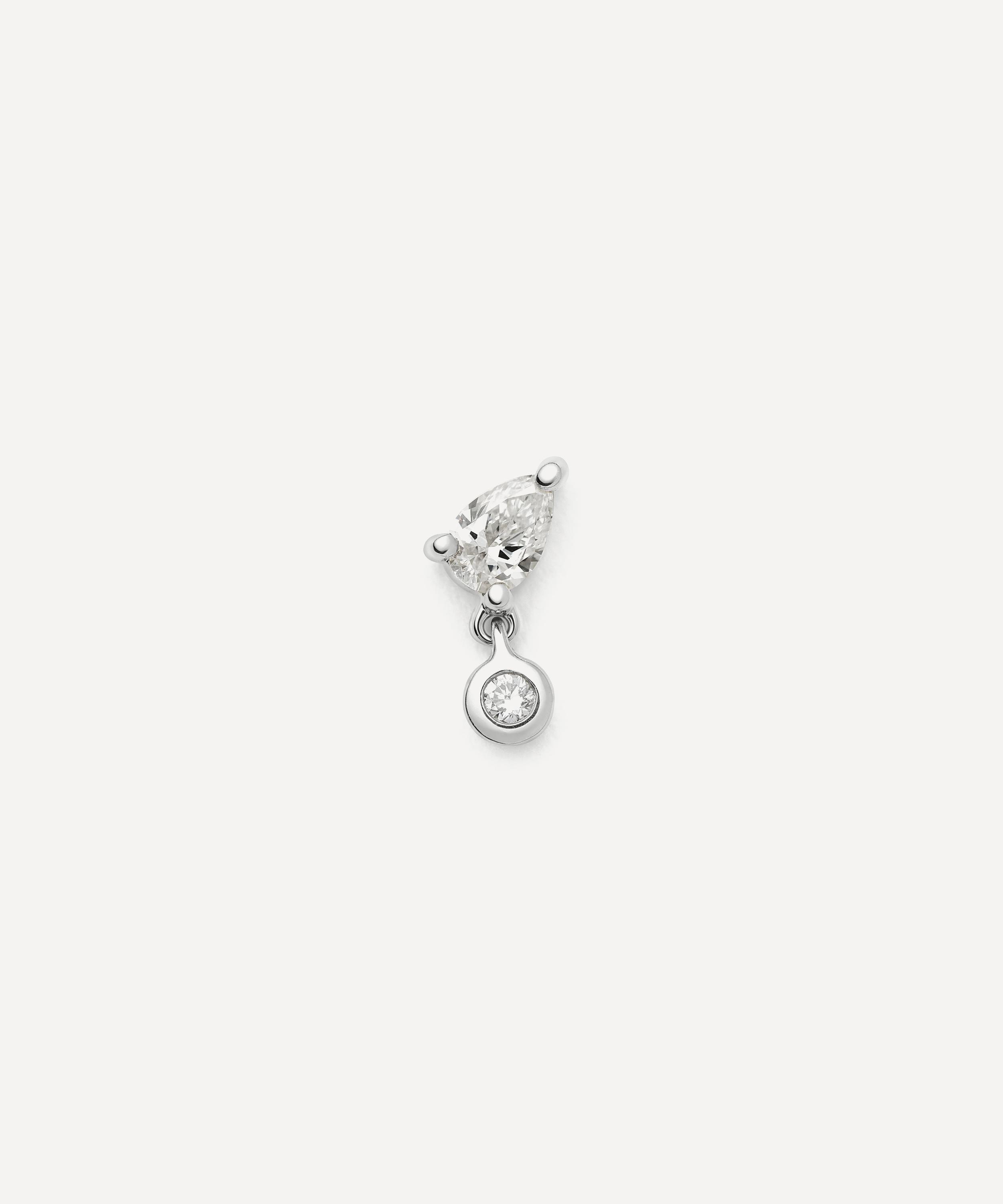 Missoma - 14ct White Gold Pear-Shaped Diamond Flat Back Stud Earring image number 0