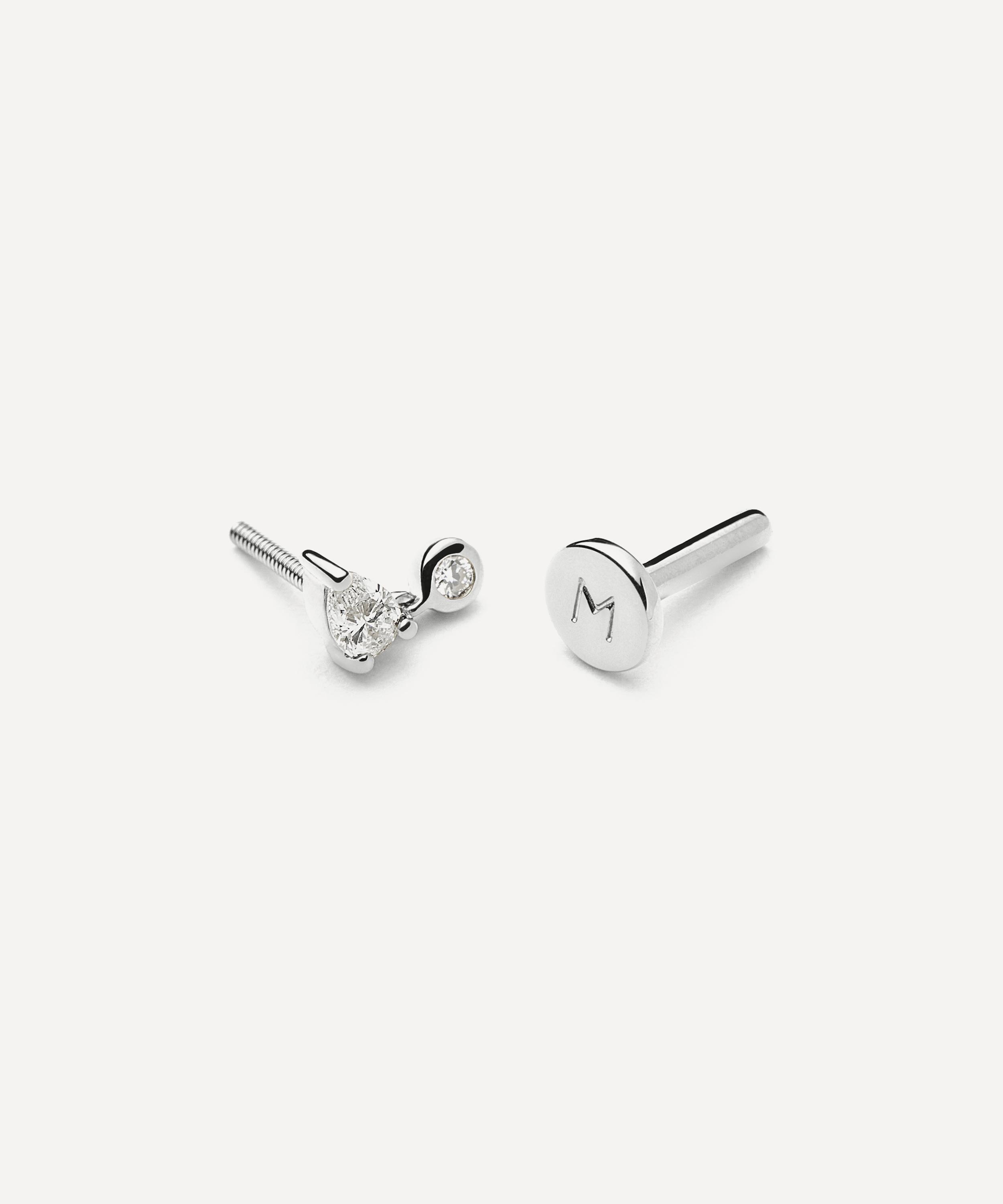 Missoma - 14ct White Gold Pear-Shaped Diamond Flat Back Stud Earring image number 1