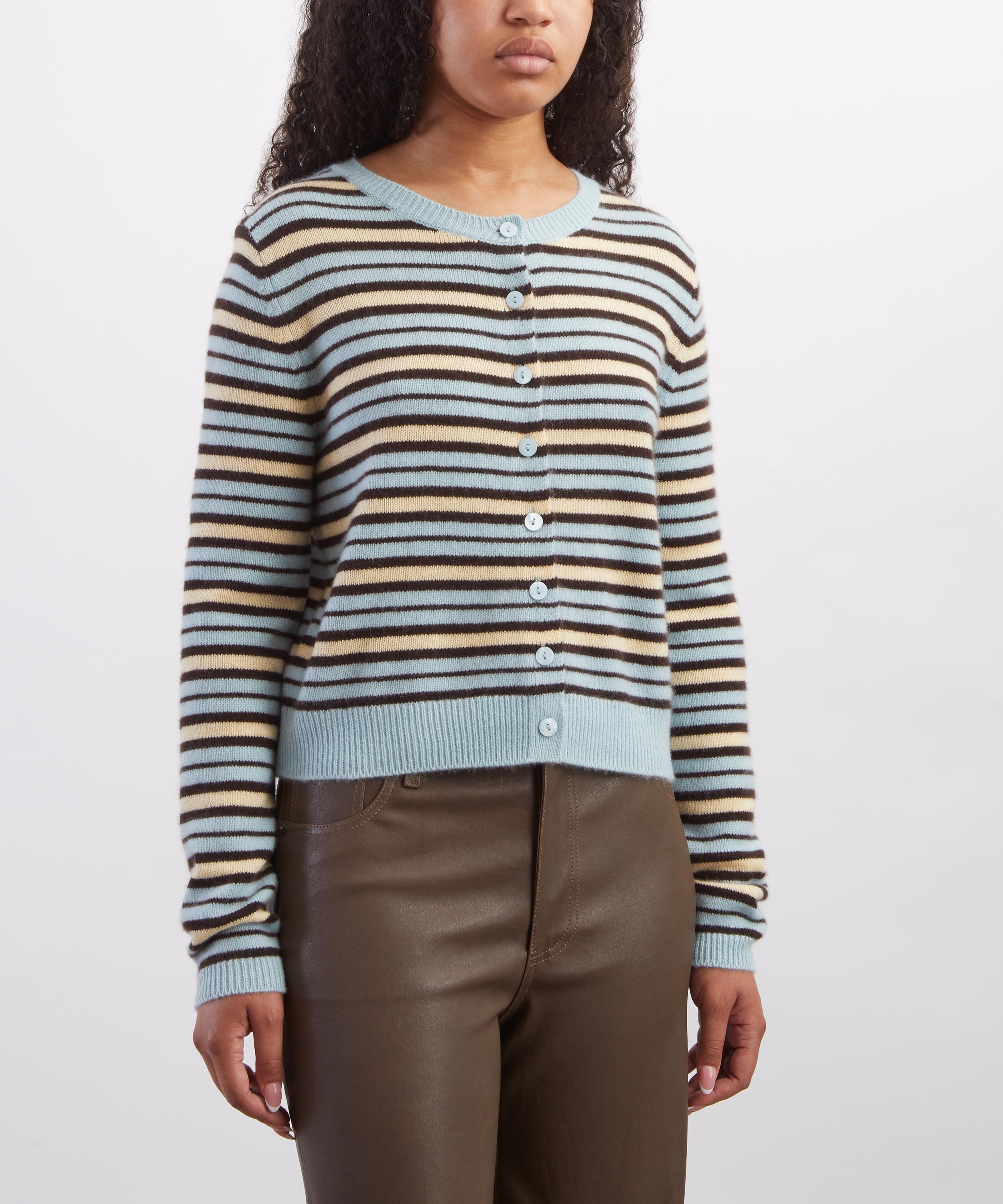 Reformation - Clara Aquamarine Multi-Stripe Cashmere Cardigan&nbsp; image number 2