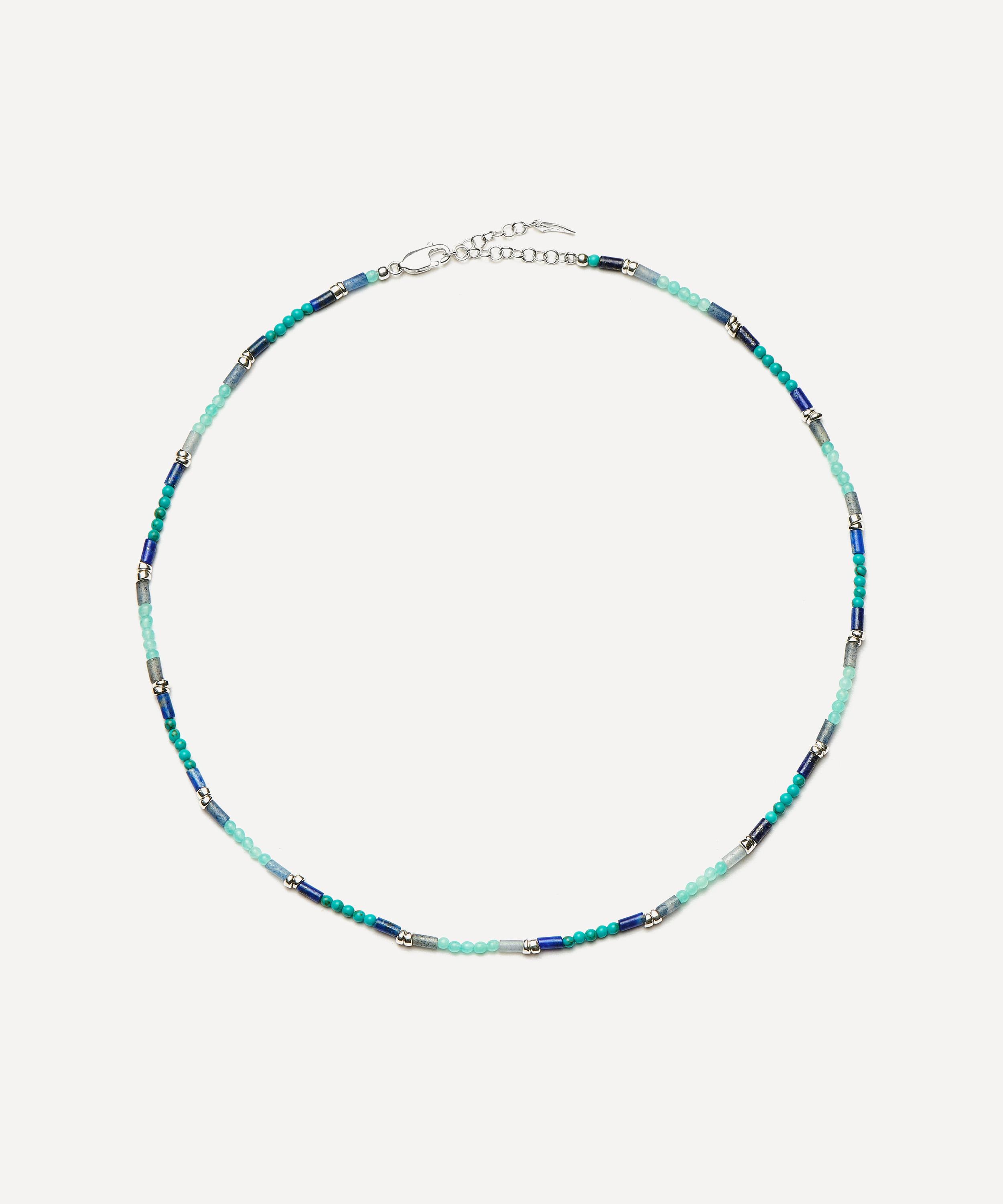 Missoma - Silver-Plated Lagoon Blue Beaded Gemstone Choker Necklace