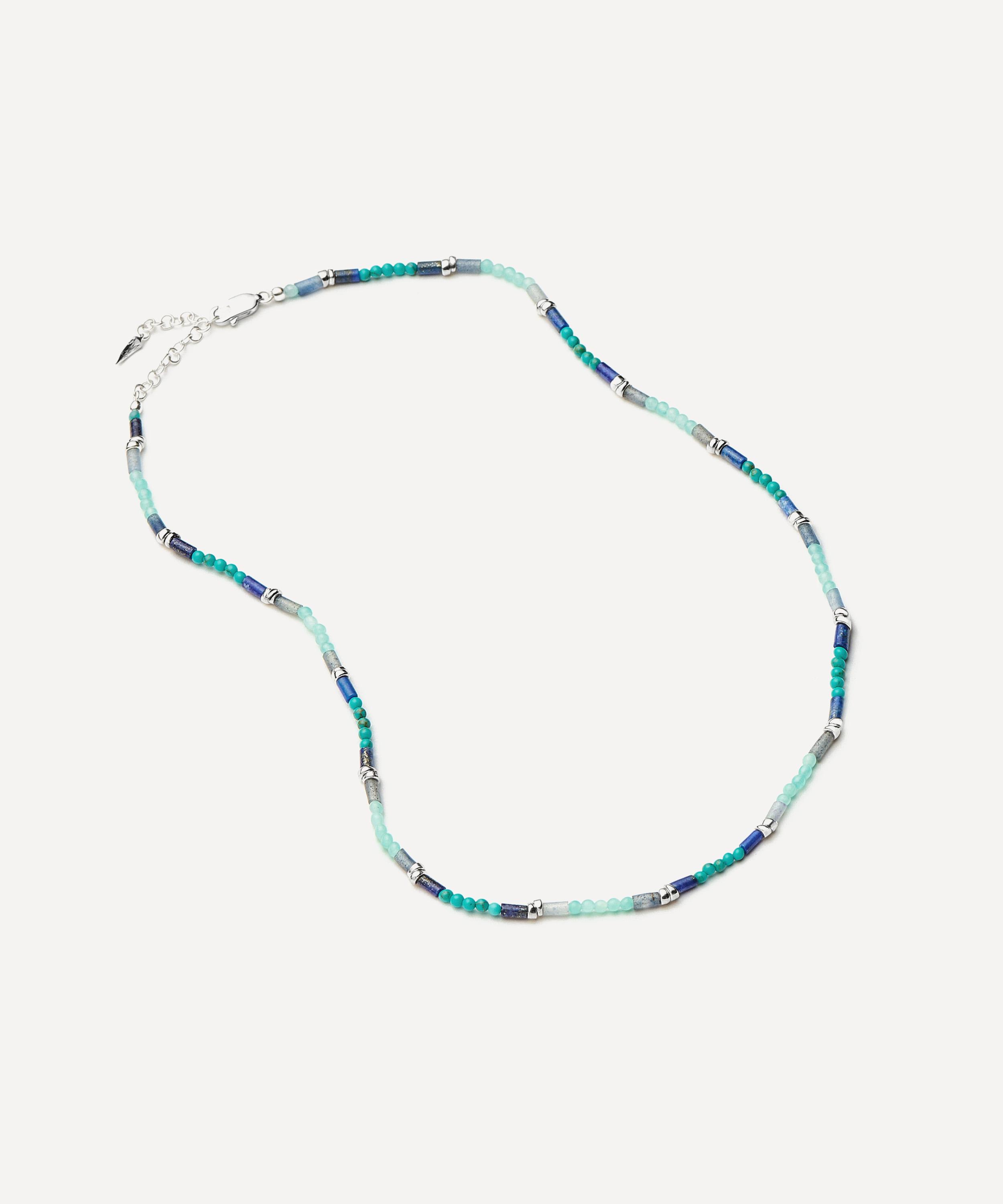Missoma - Silver-Plated Lagoon Blue Beaded Gemstone Choker Necklace image number 3