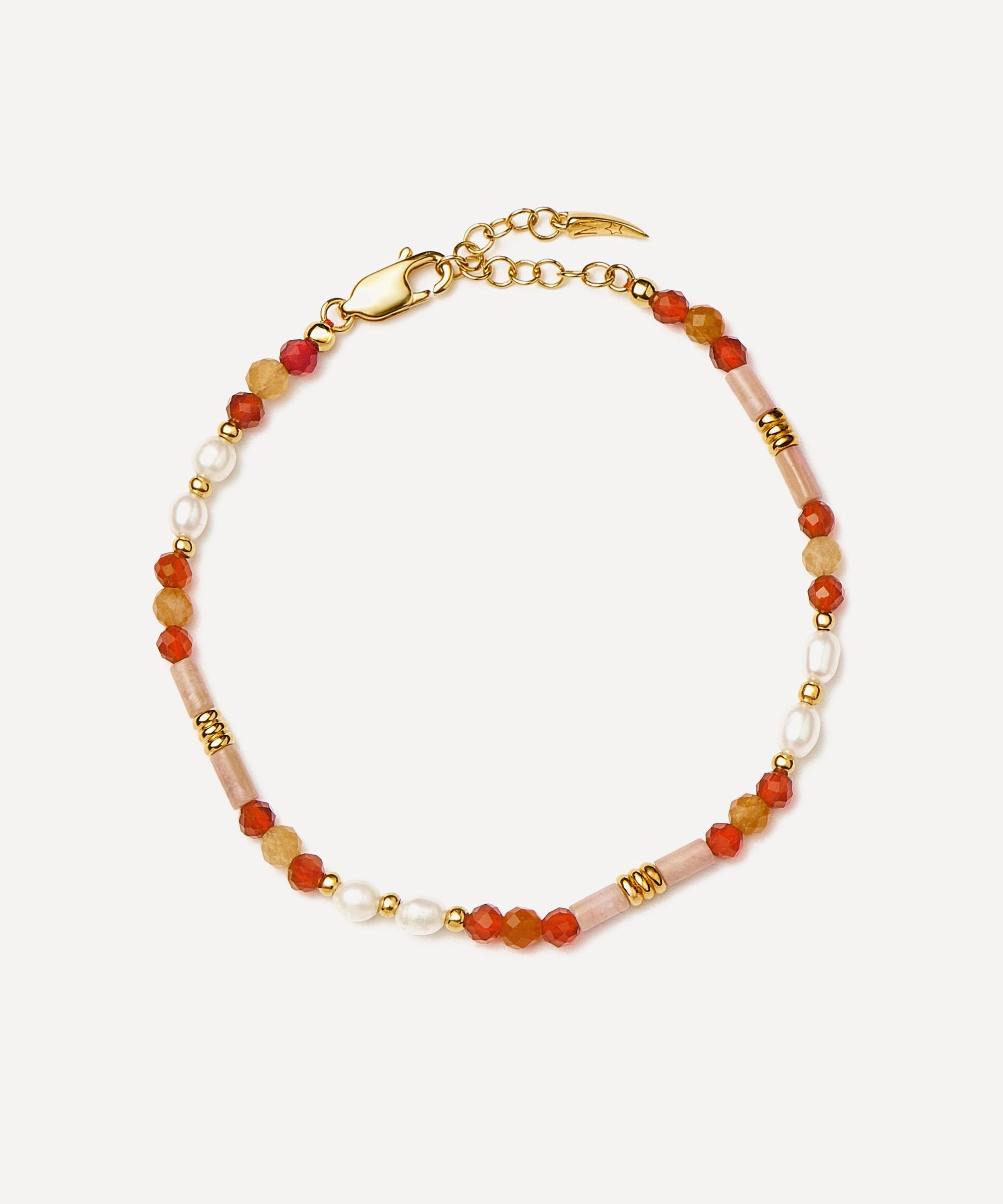 Missoma - 18ct Gold-Plated Paloma Pink Beaded Gemstone and Pearl Bracelet