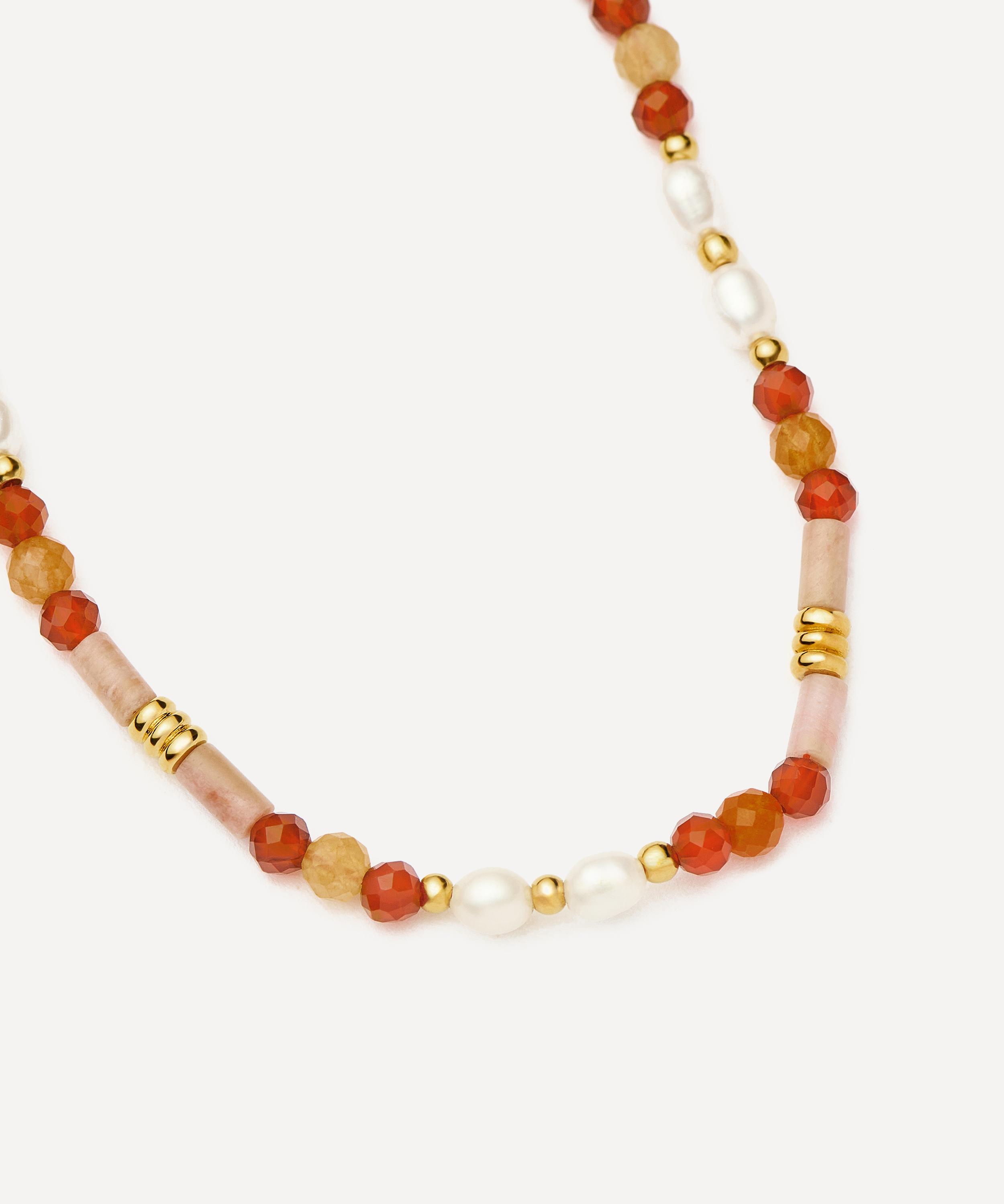 Missoma - 18ct Gold-Plated Paloma Pink Beaded Gemstone and Pearl Bracelet image number 2