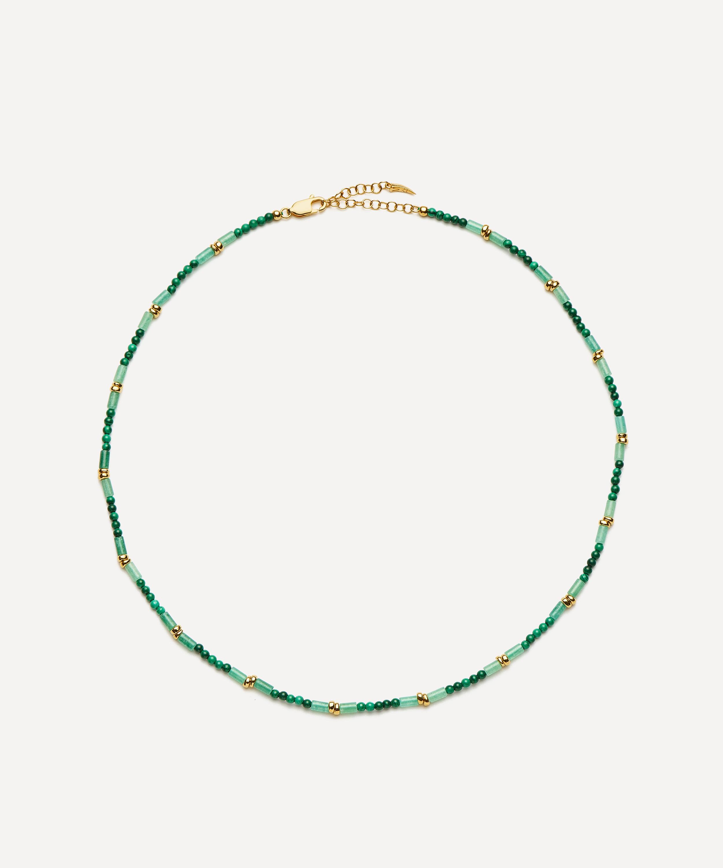 Missoma - 18ct Gold-Plated Mojito Green Beaded Gemstone Choker Necklace