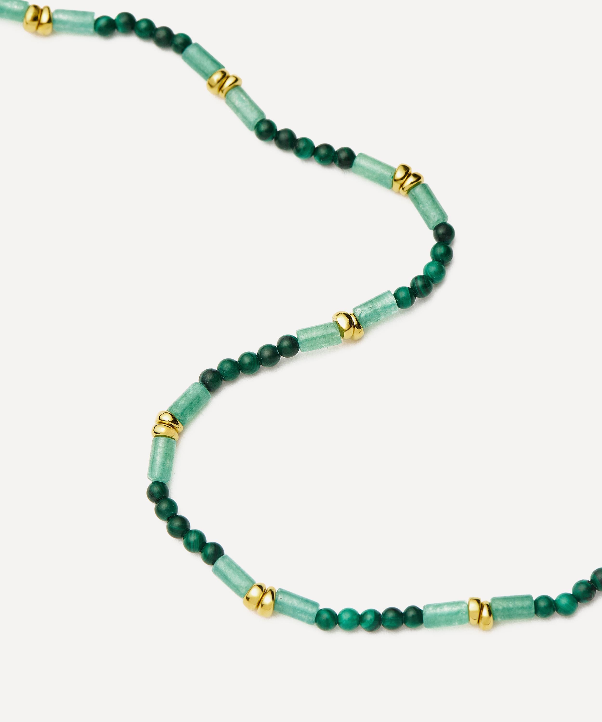 Missoma - 18ct Gold-Plated Mojito Green Beaded Gemstone Choker Necklace image number 2