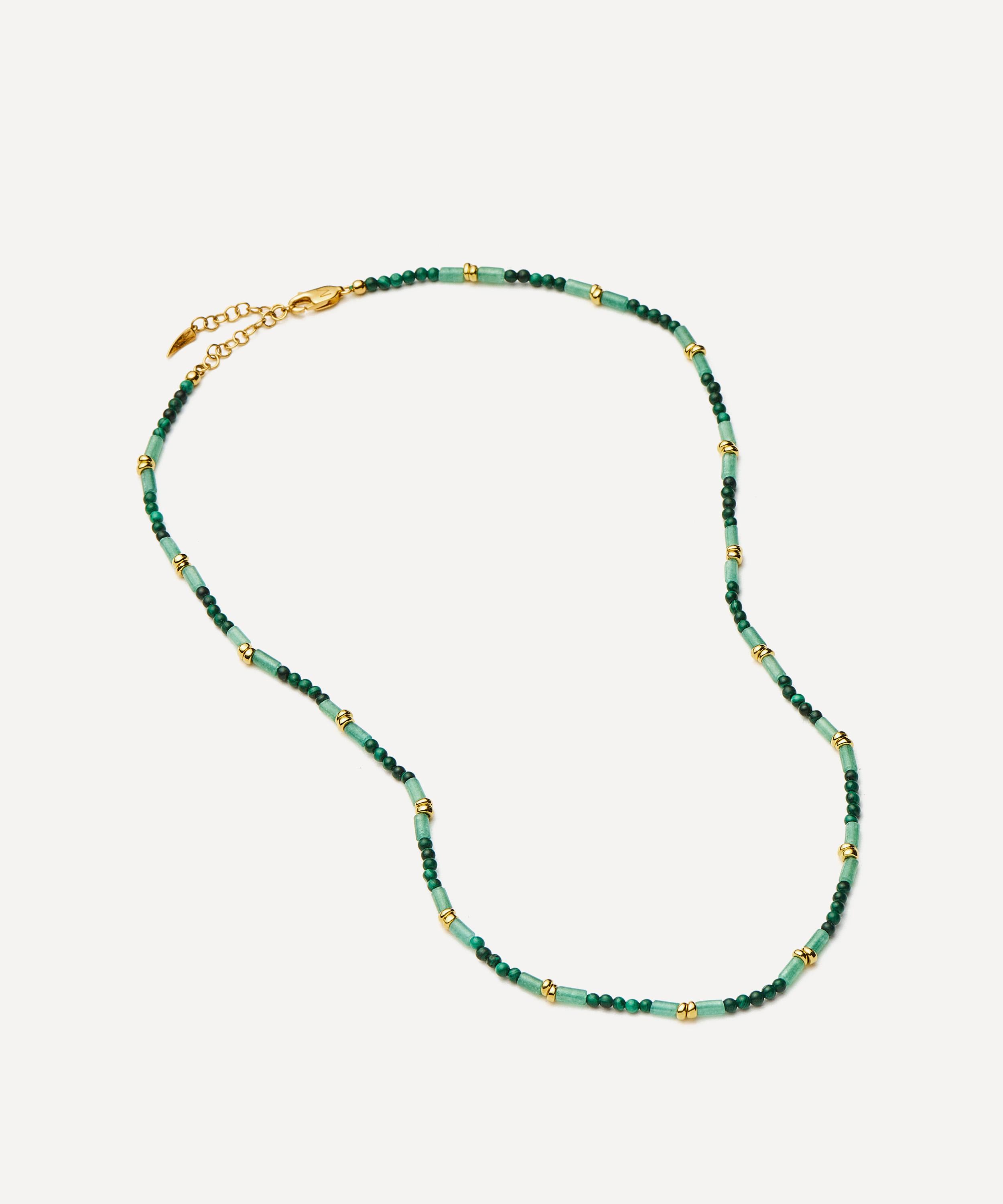 Missoma - 18ct Gold-Plated Mojito Green Beaded Gemstone Choker Necklace image number 3