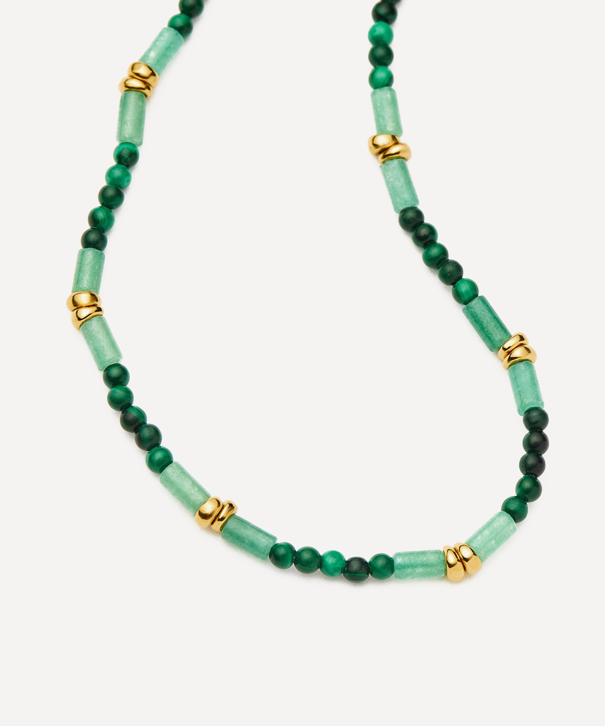 Missoma - 18ct Gold-Plated Mojito Green Beaded Gemstone Bracelet image number 2