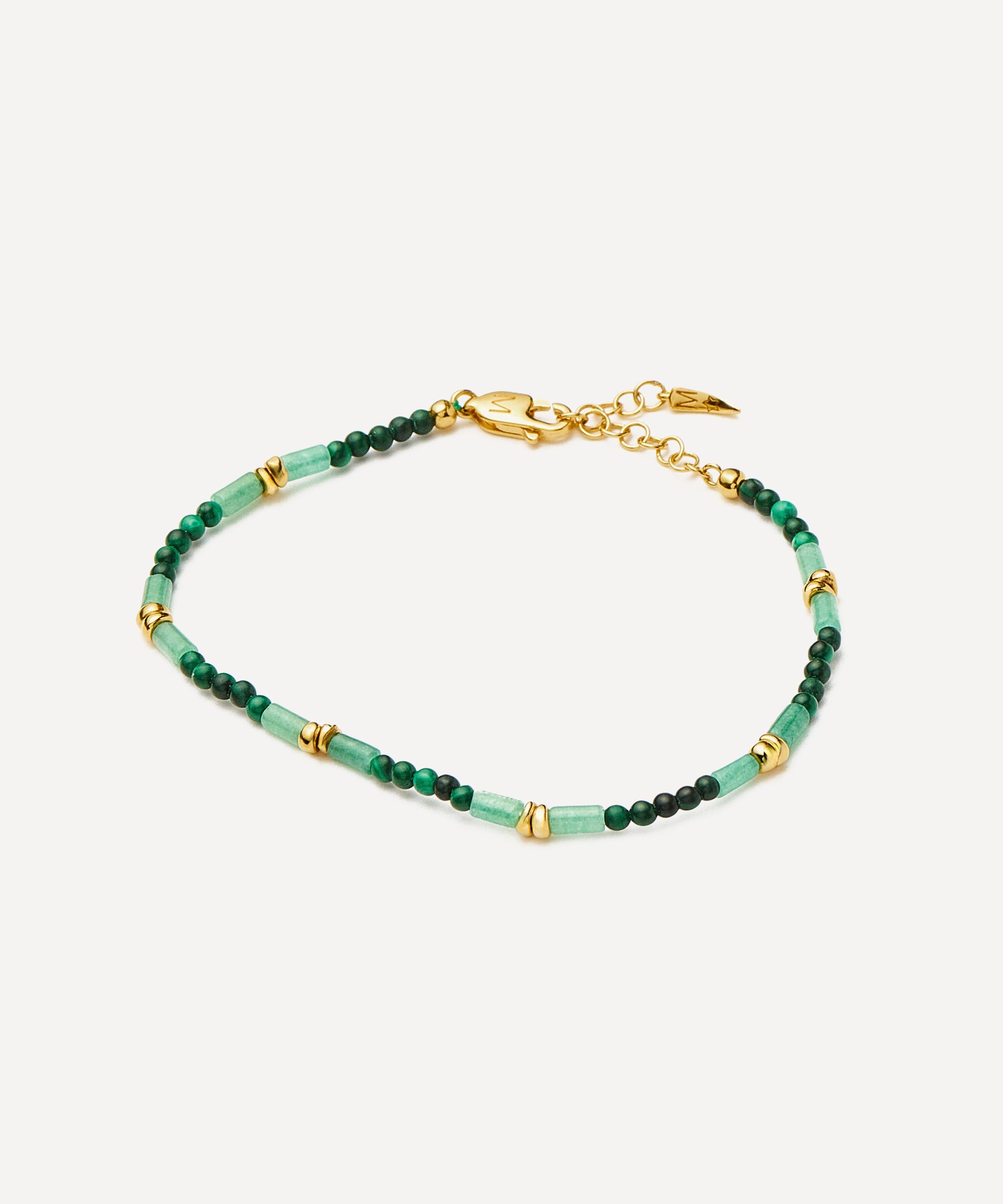 Missoma - 18ct Gold-Plated Mojito Green Beaded Gemstone Bracelet image number 3