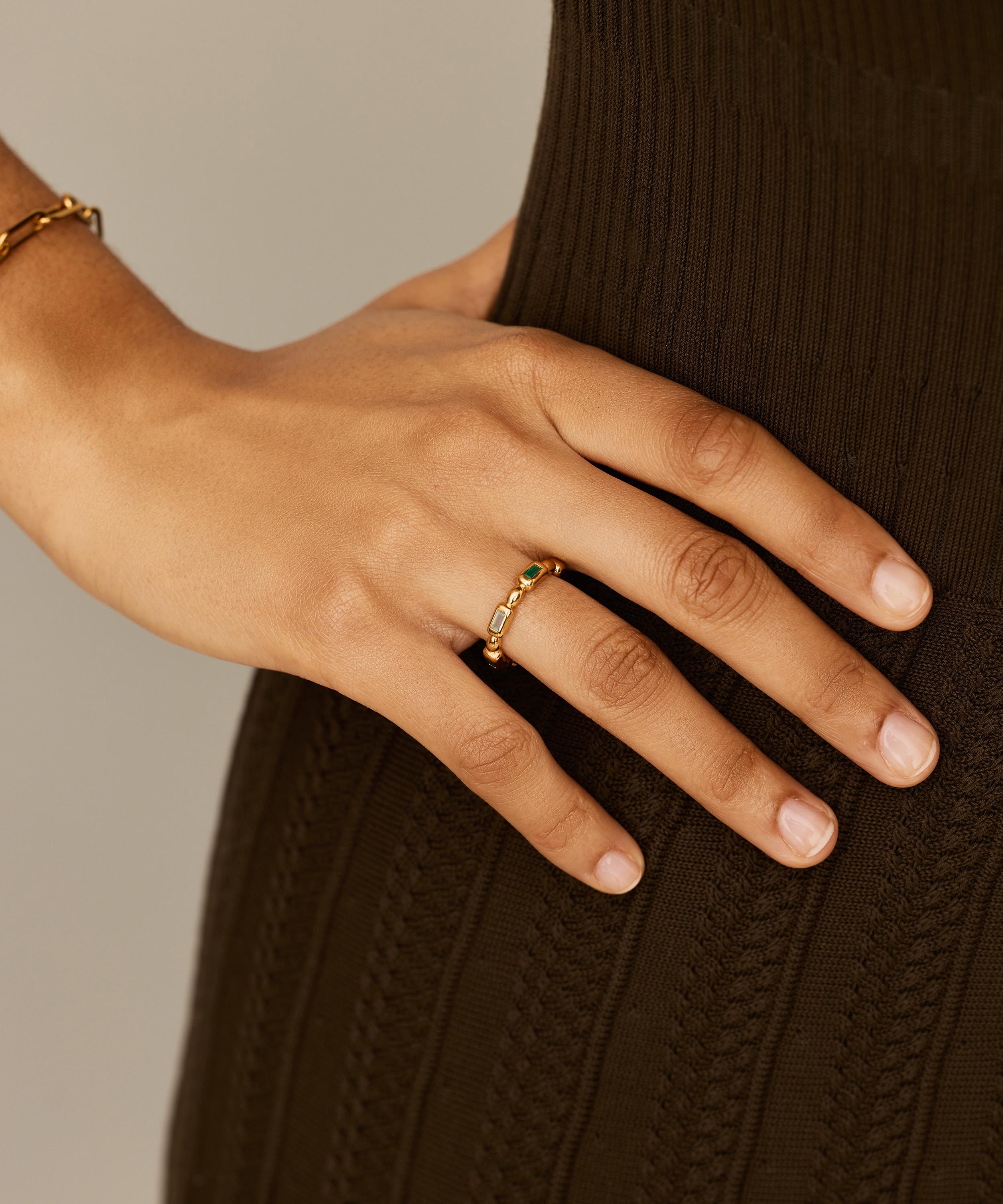 Missoma - 18ct Gold-Plated Molten Gemstone Stacking Ring image number 1