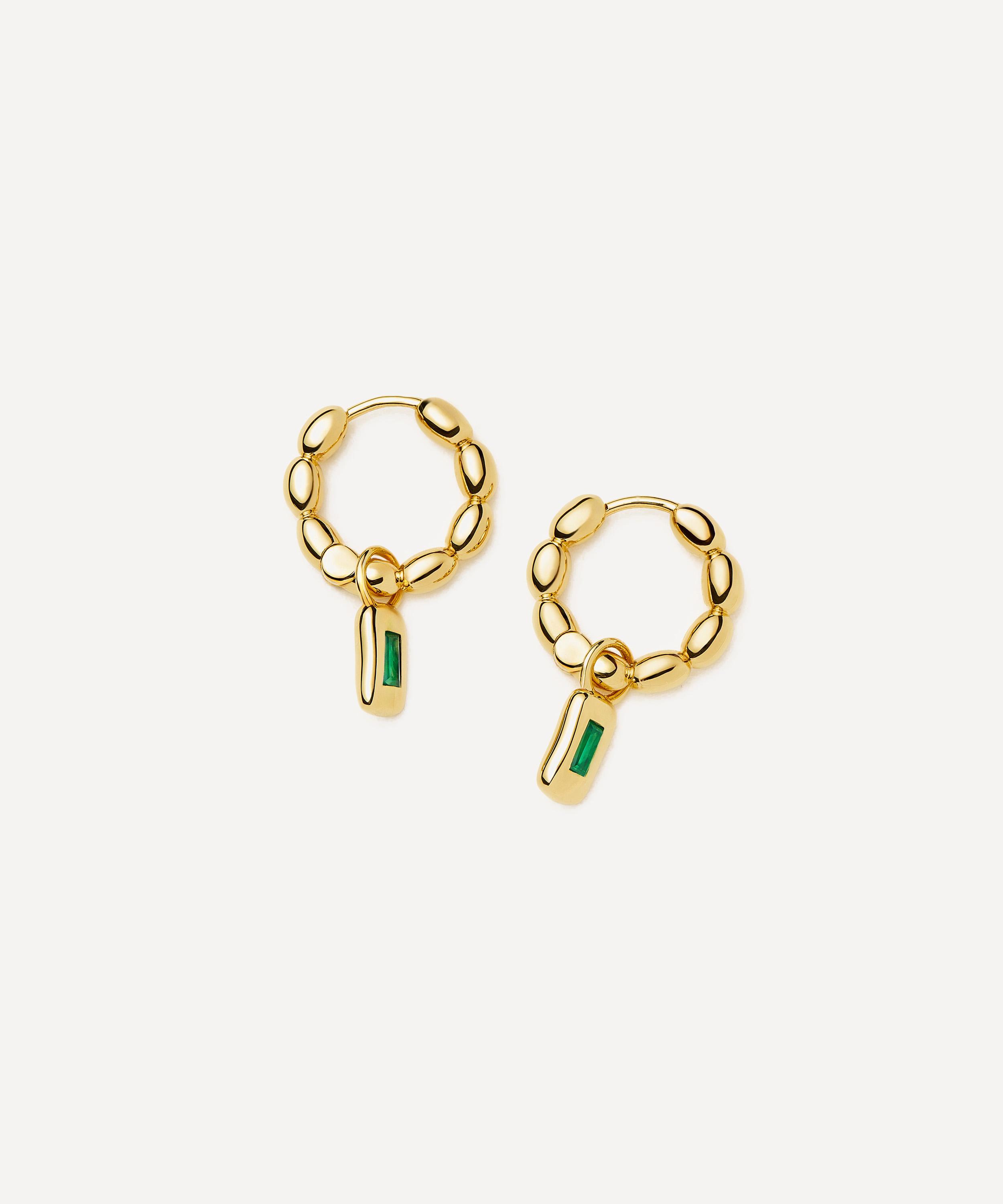 Missoma - 18ct Gold-Plated Molten Gemstone Charm Hoop Earrings