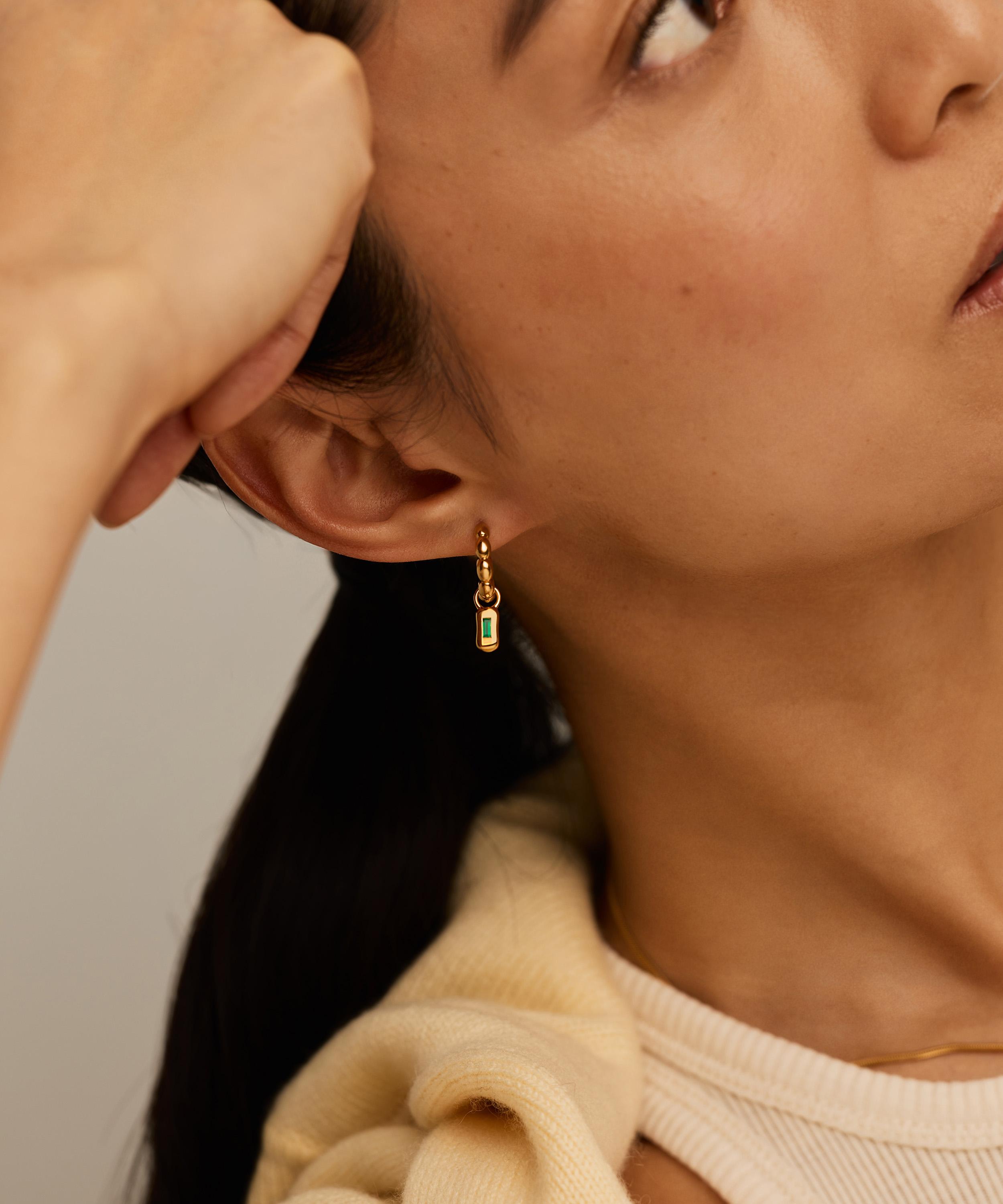 Missoma - 18ct Gold-Plated Molten Gemstone Charm Hoop Earrings image number 1