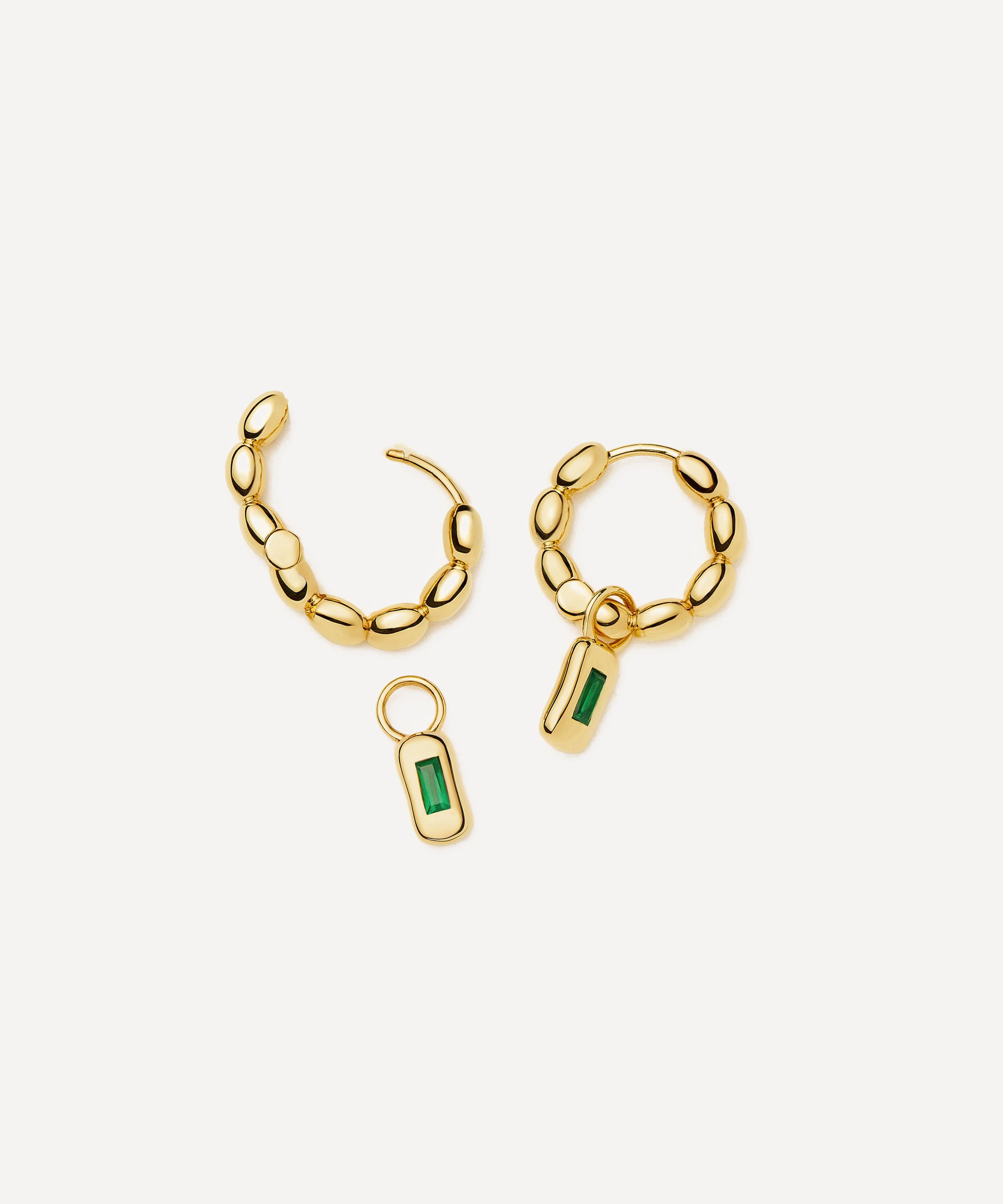 Missoma - 18ct Gold-Plated Molten Gemstone Charm Hoop Earrings image number 2