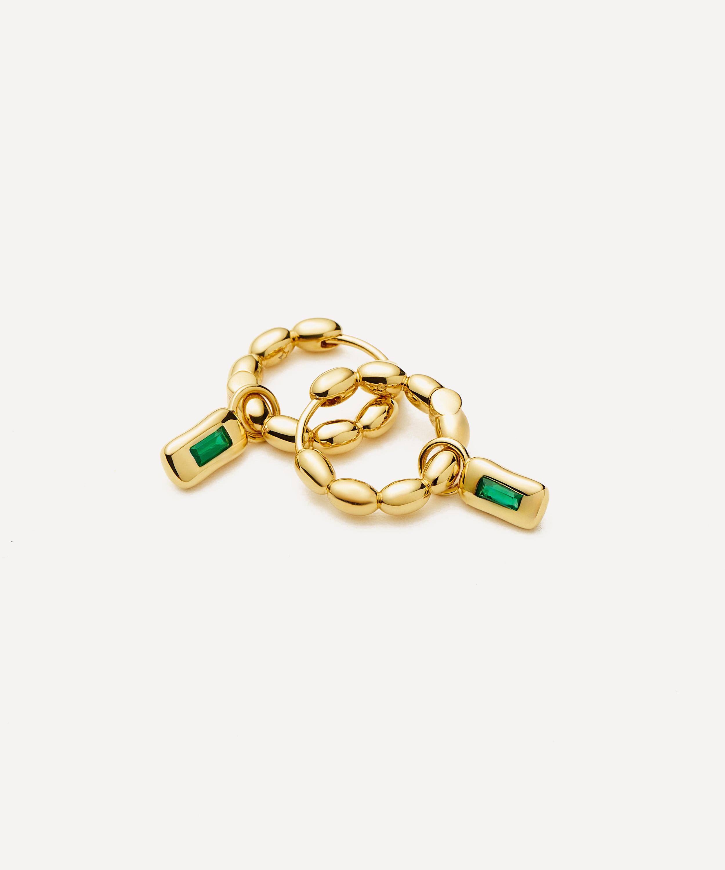Missoma - 18ct Gold-Plated Molten Gemstone Charm Hoop Earrings image number 3