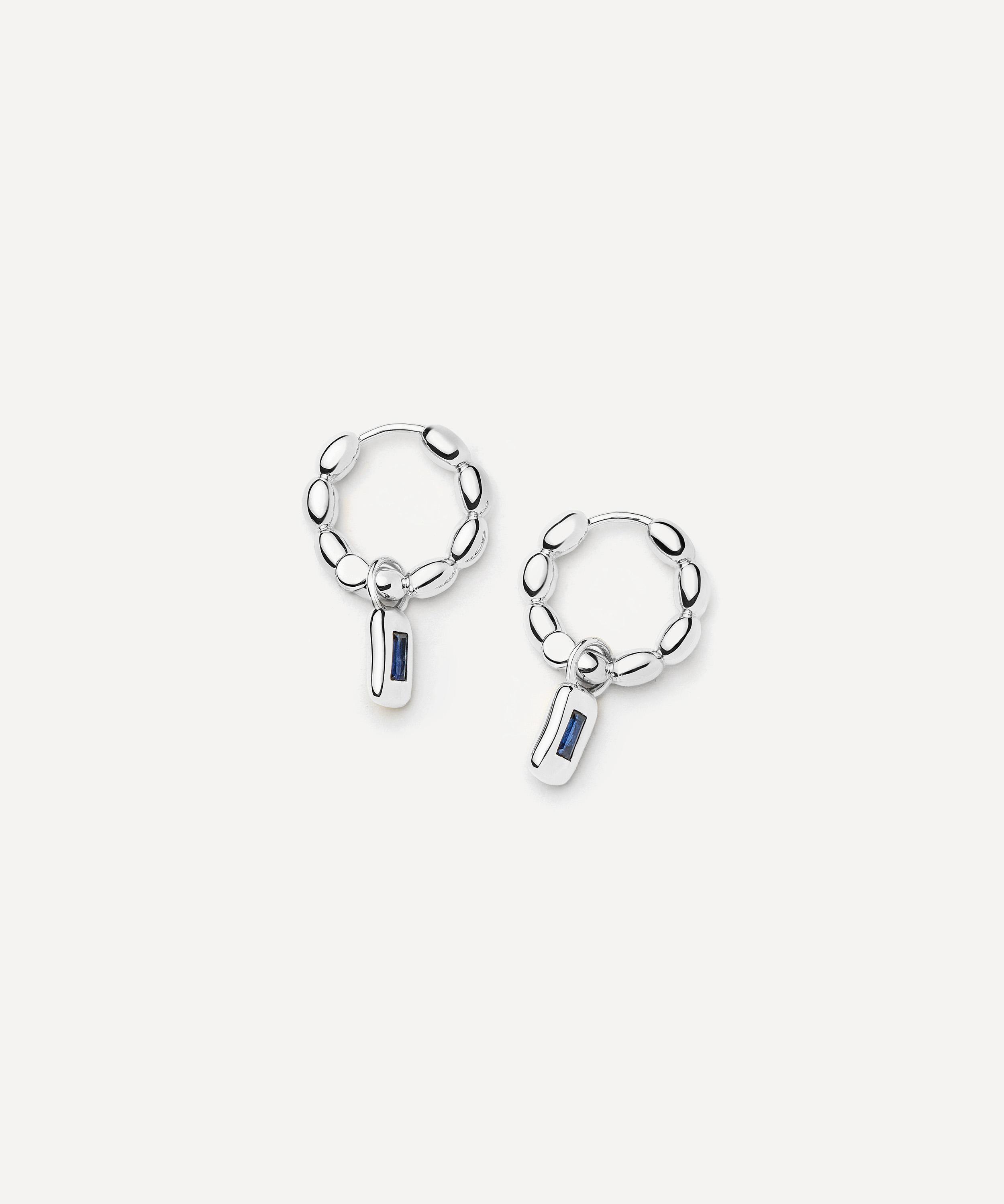 Missoma - Silver-Plated Molten Gemstone Charm Hoop Earrings