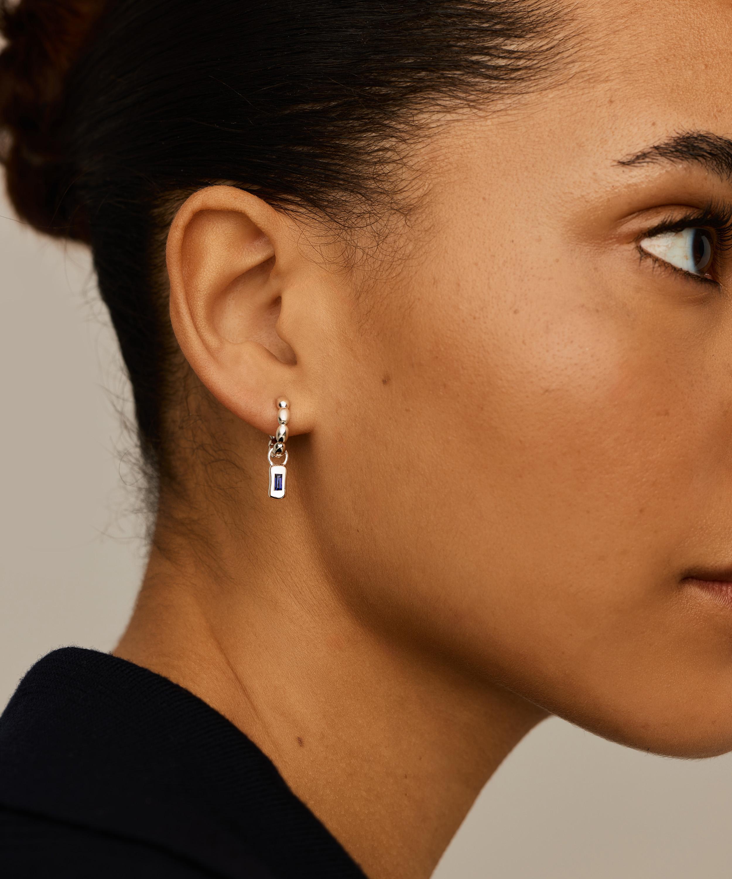 Missoma - Silver-Plated Molten Gemstone Charm Hoop Earrings image number 1
