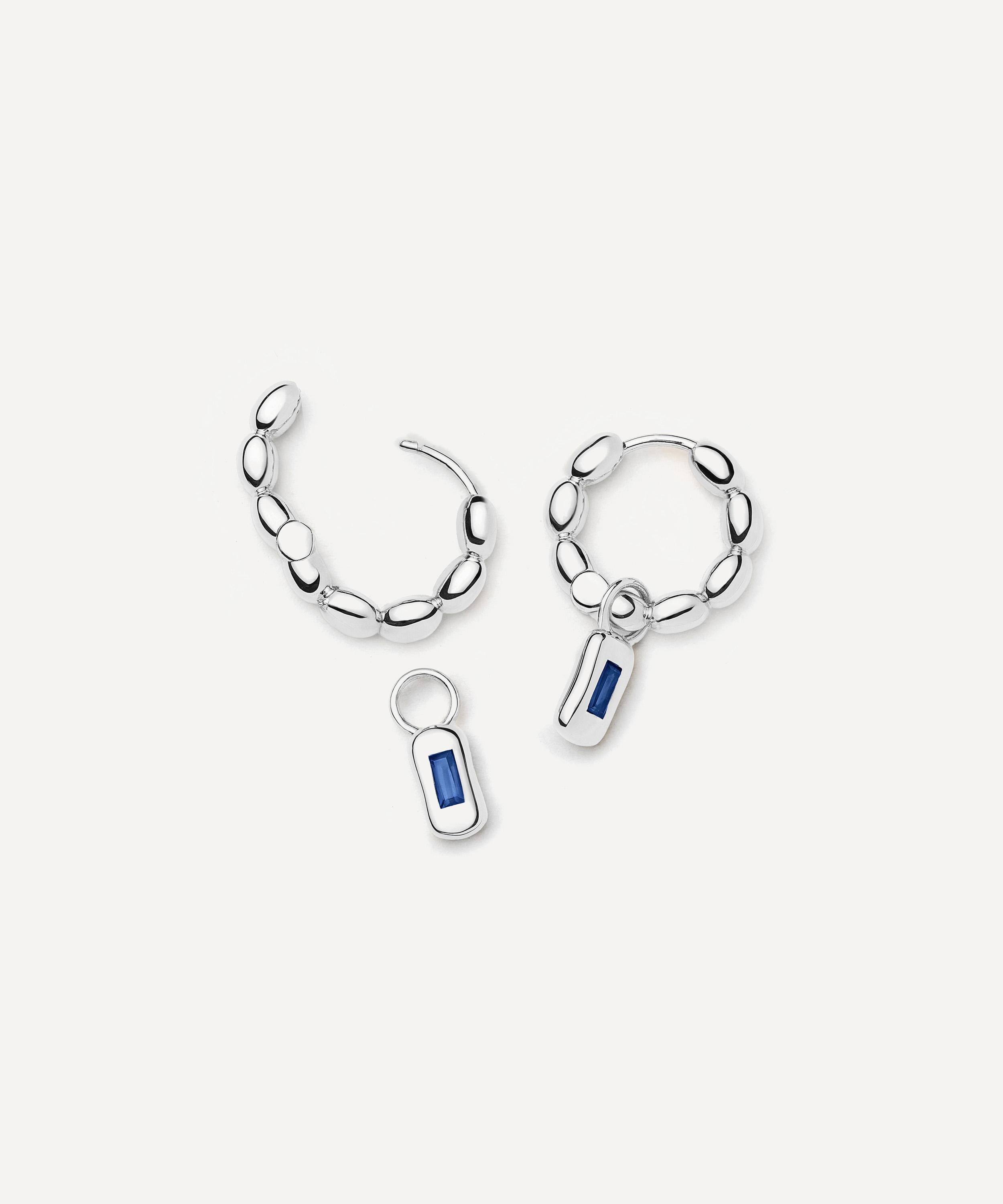 Missoma - Silver-Plated Molten Gemstone Charm Hoop Earrings image number 2