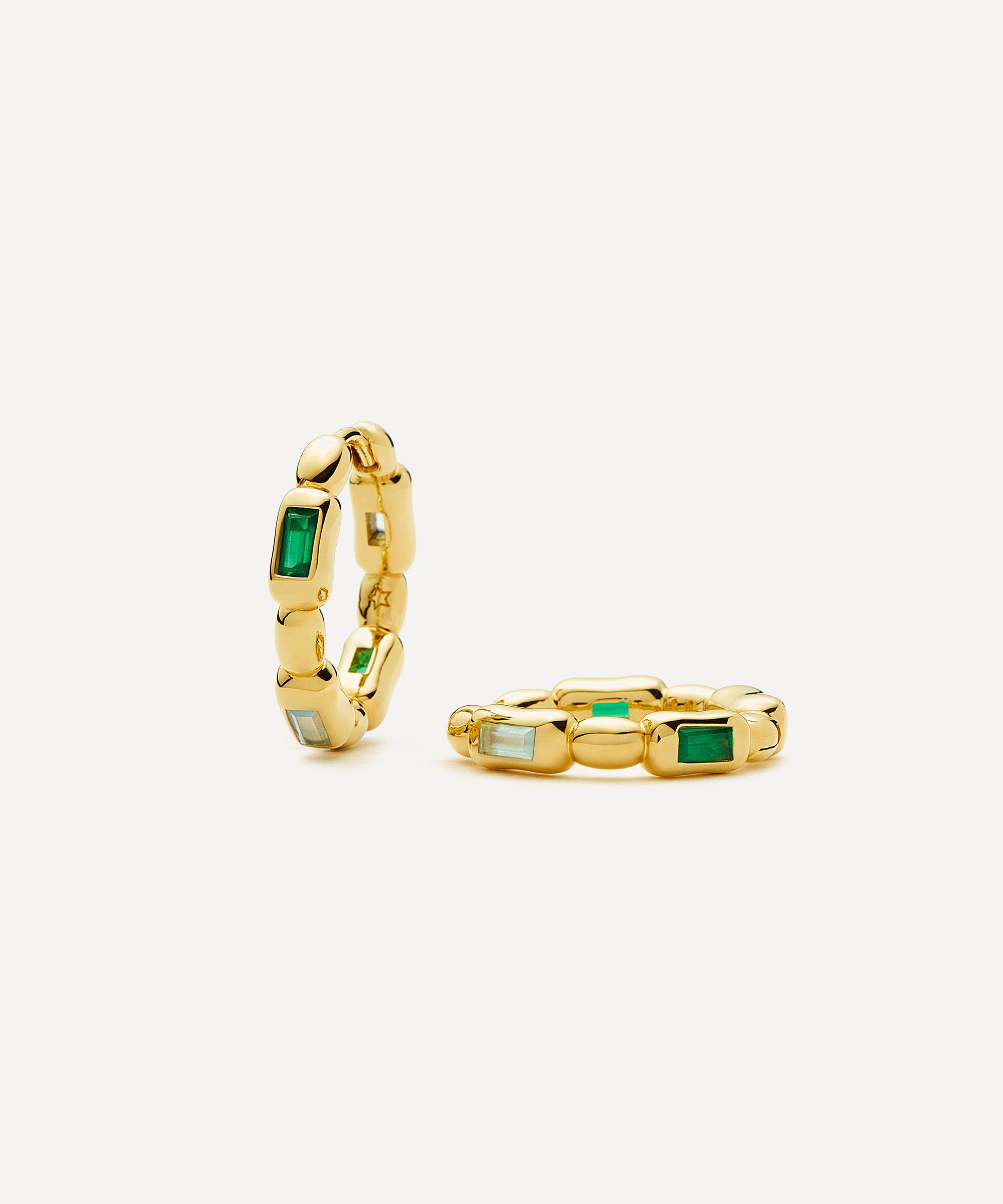 Missoma - 18ct Gold-Plated Molten Gemstone Baguette Small Hoop Earrings