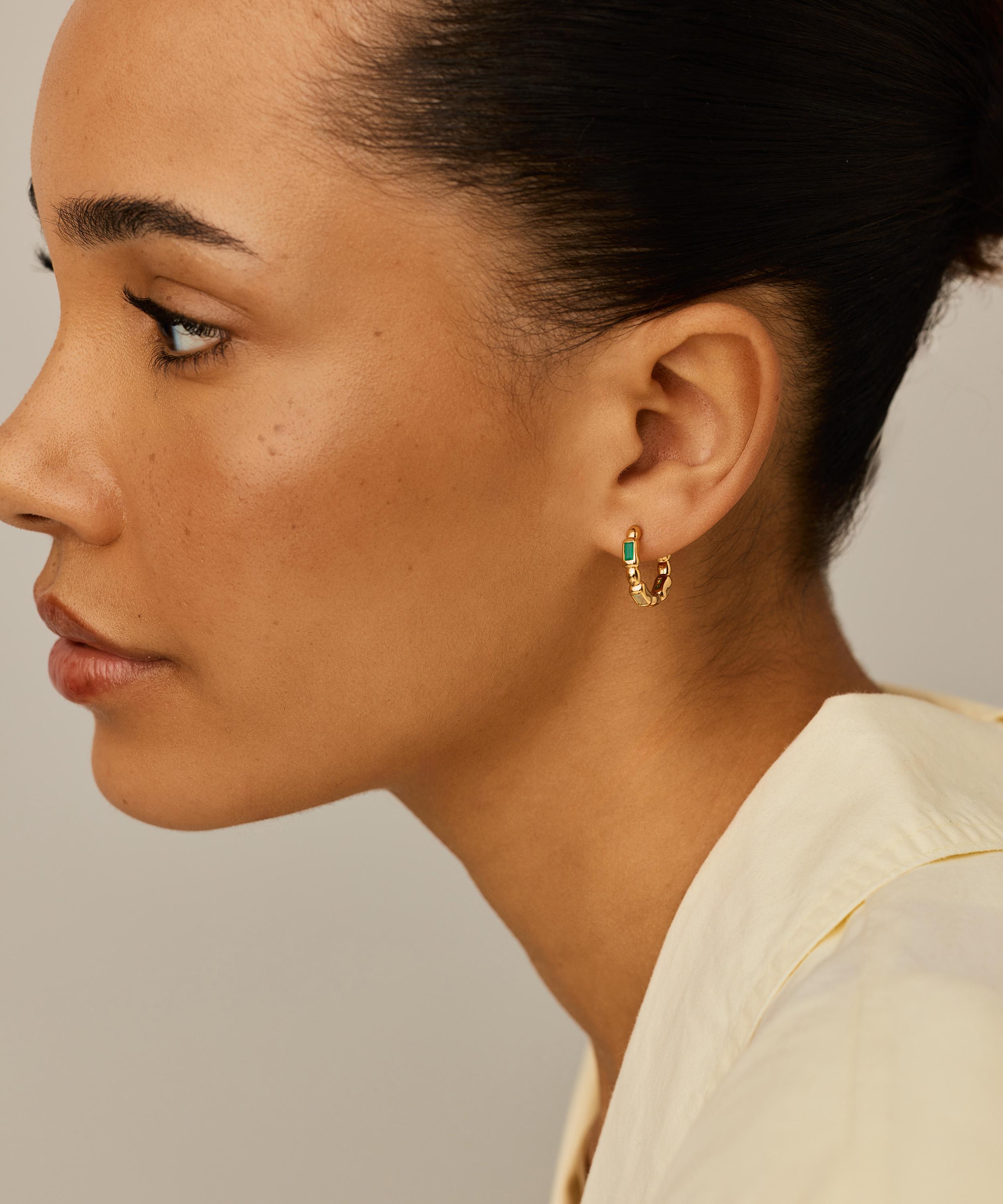 Missoma - 18ct Gold-Plated Molten Gemstone Baguette Small Hoop Earrings image number 1