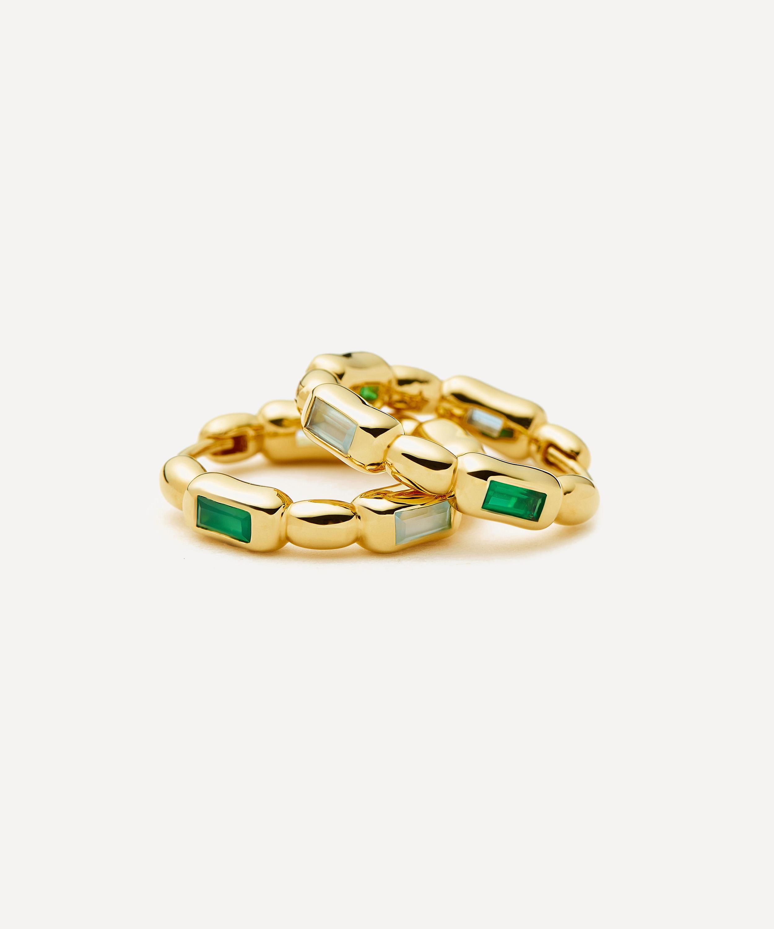 Missoma - 18ct Gold-Plated Molten Gemstone Baguette Small Hoop Earrings image number 2