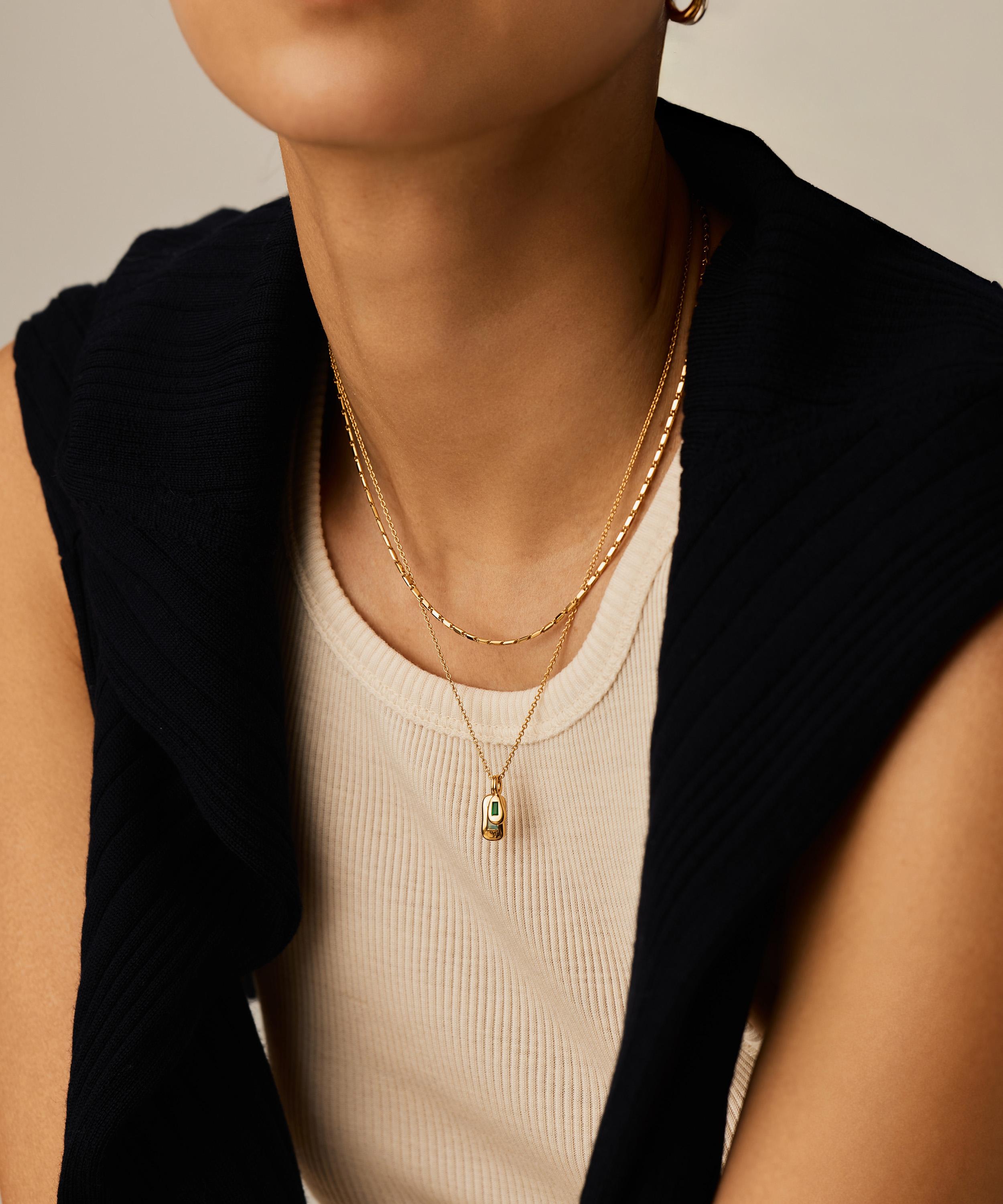 Missoma - 18ct Gold-Plated Molten Gemstone Bean Pendant Necklace image number 1
