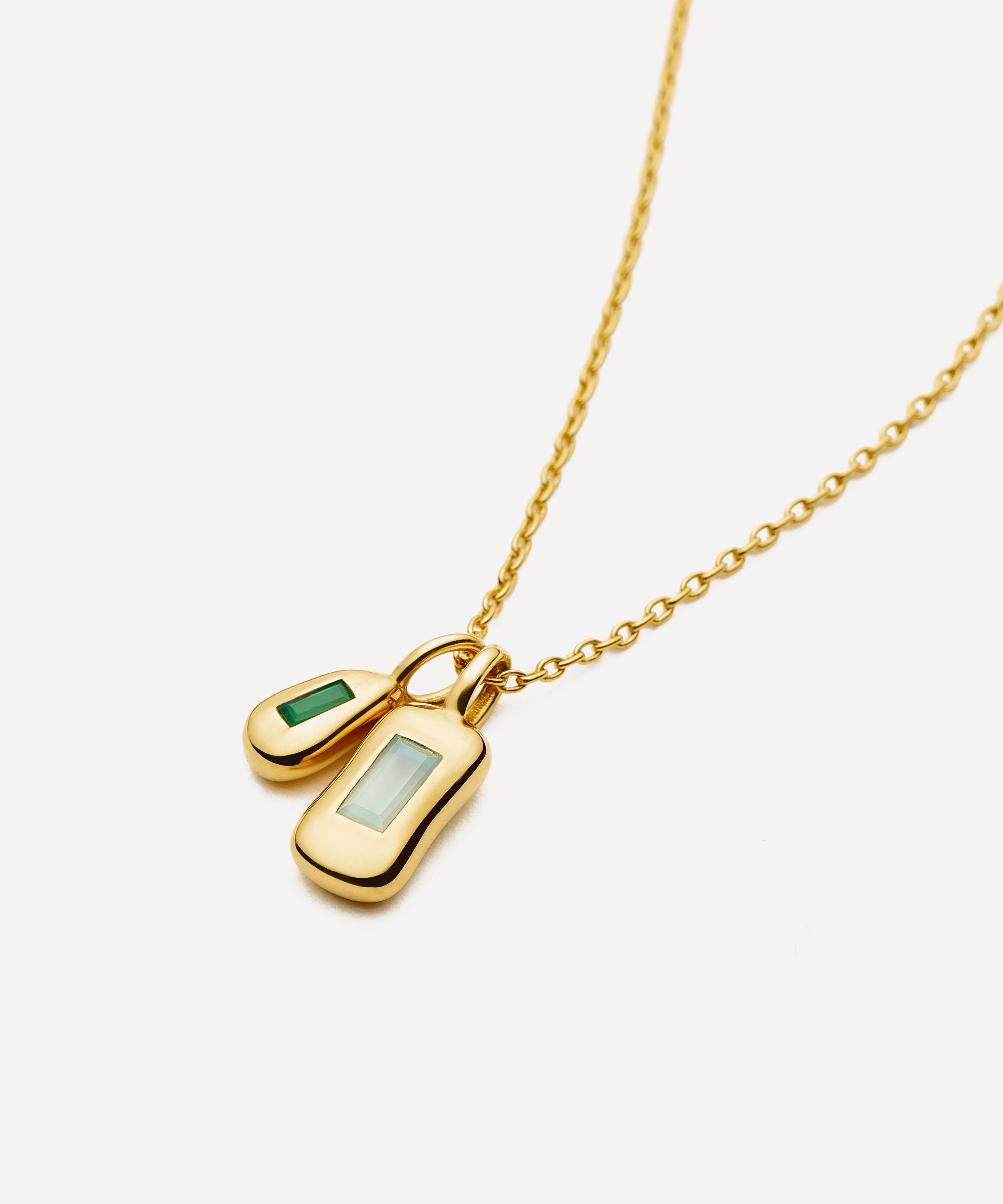 Missoma - 18ct Gold-Plated Molten Gemstone Bean Pendant Necklace image number 3