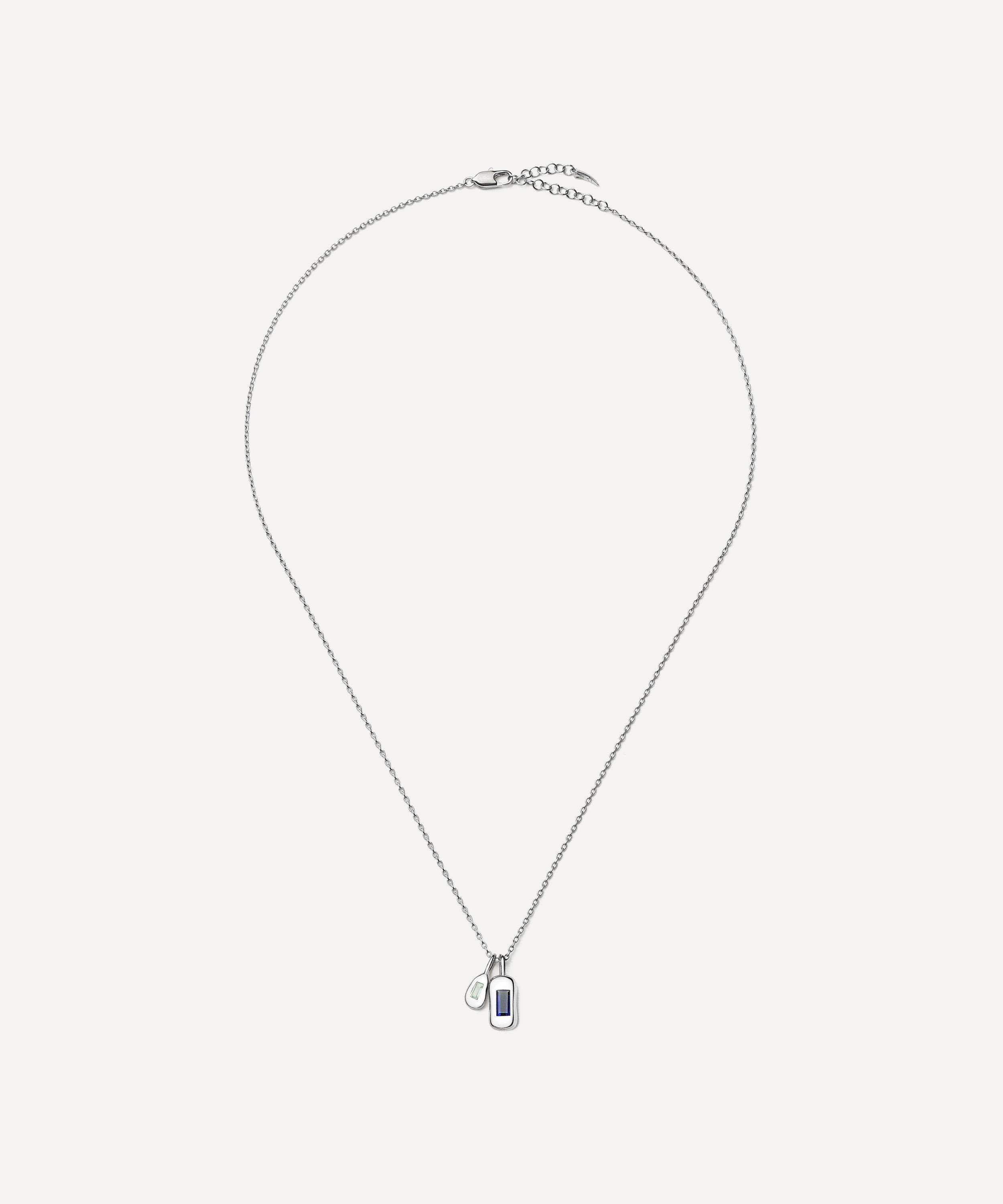 Missoma - Silver-Plated Molten Gemstone Bean Pendant Necklace image number 2