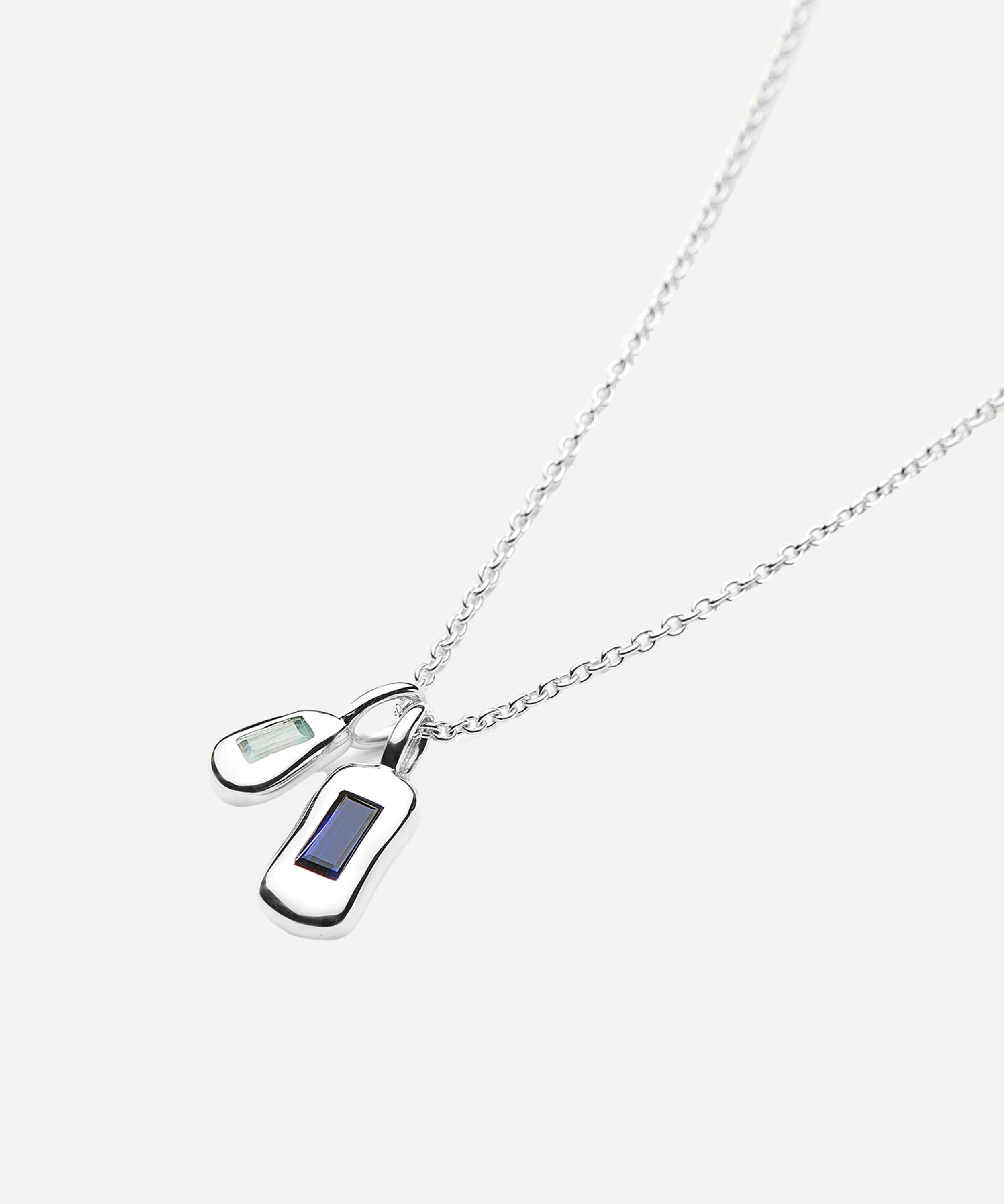 Missoma - Silver-Plated Molten Gemstone Bean Pendant Necklace image number 3