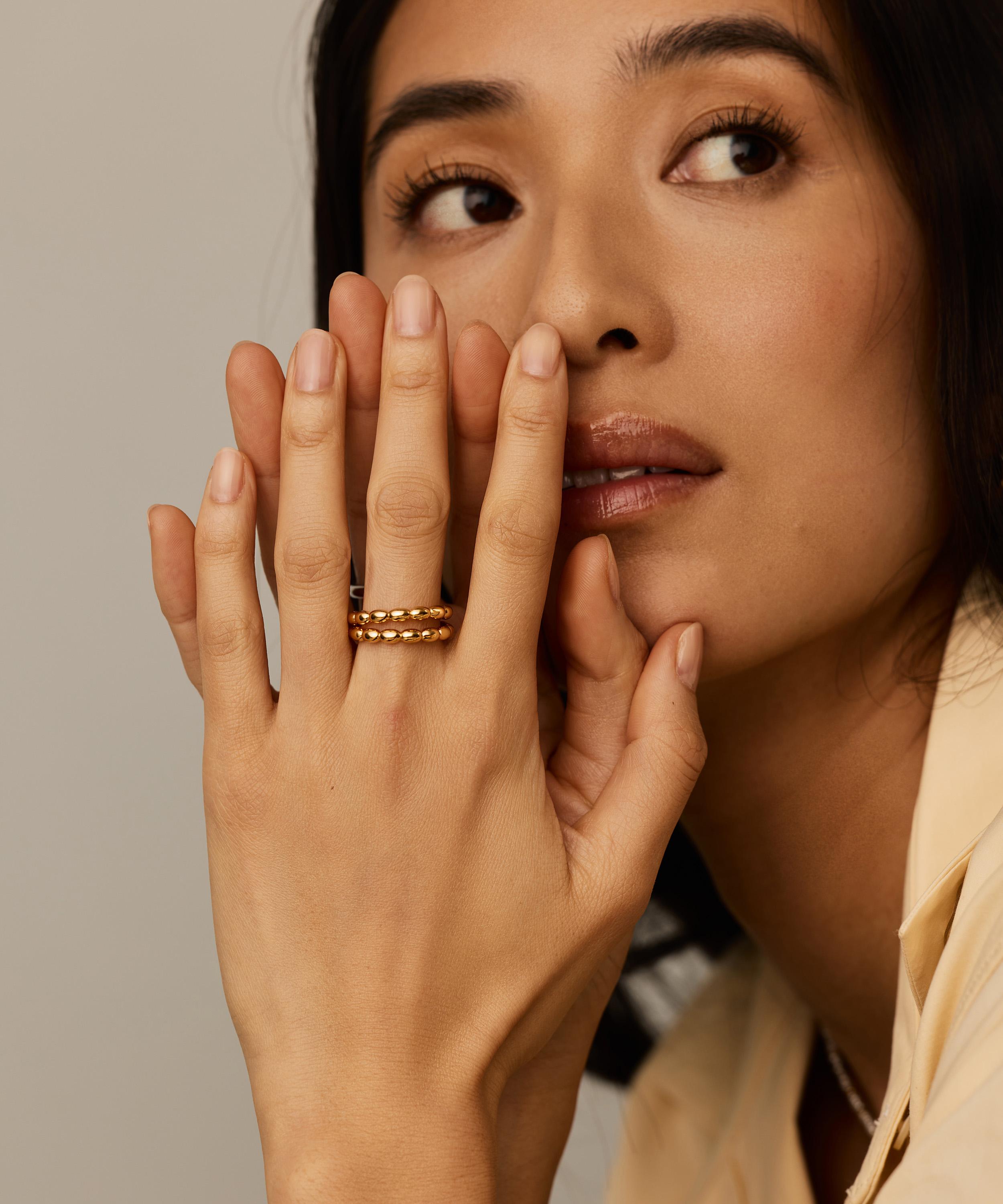 Missoma - 18ct Gold-Plated Molten Olive Stacked Ring image number 1