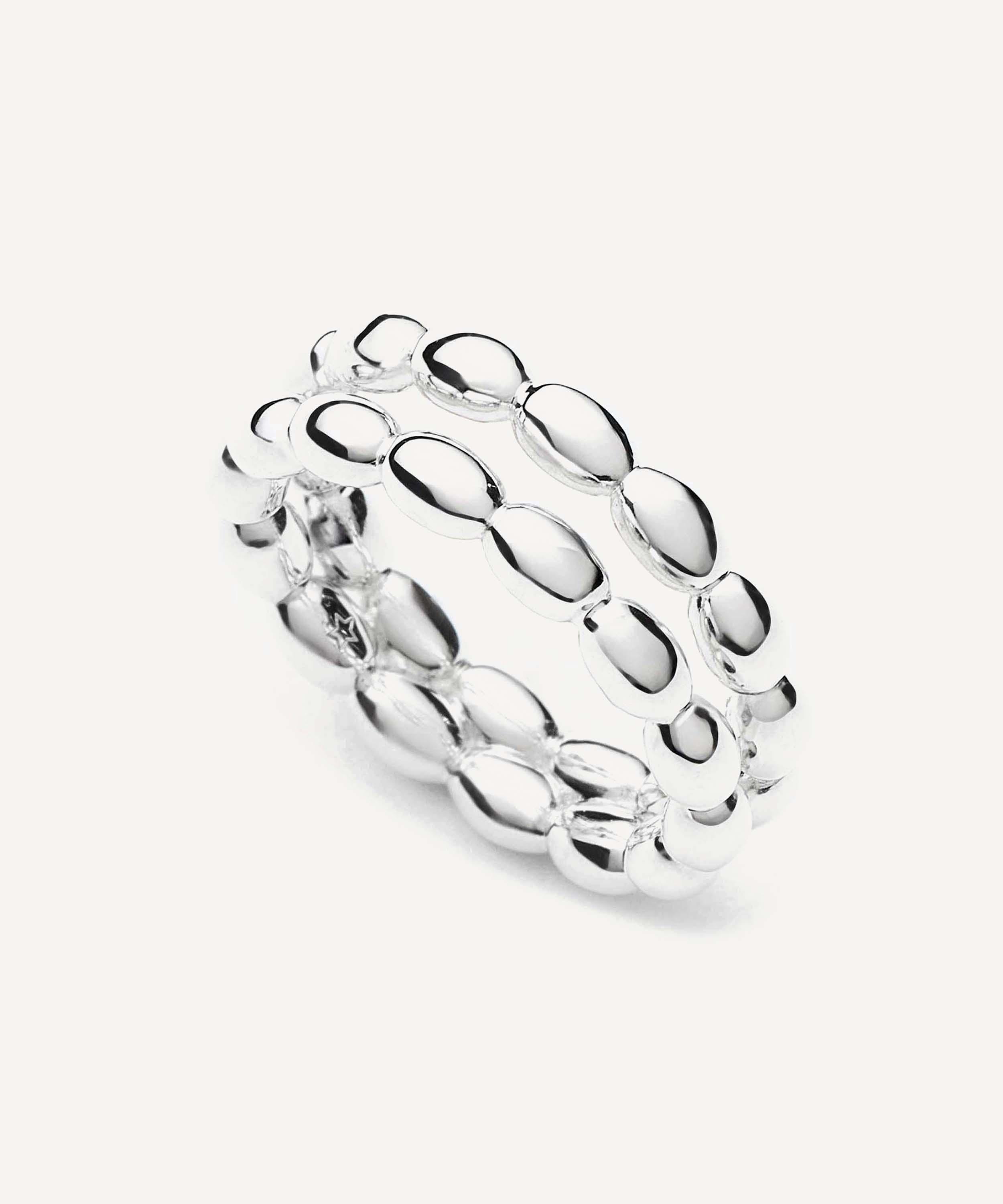 Missoma - Silver-Plated Molten Olive Stacked Ring