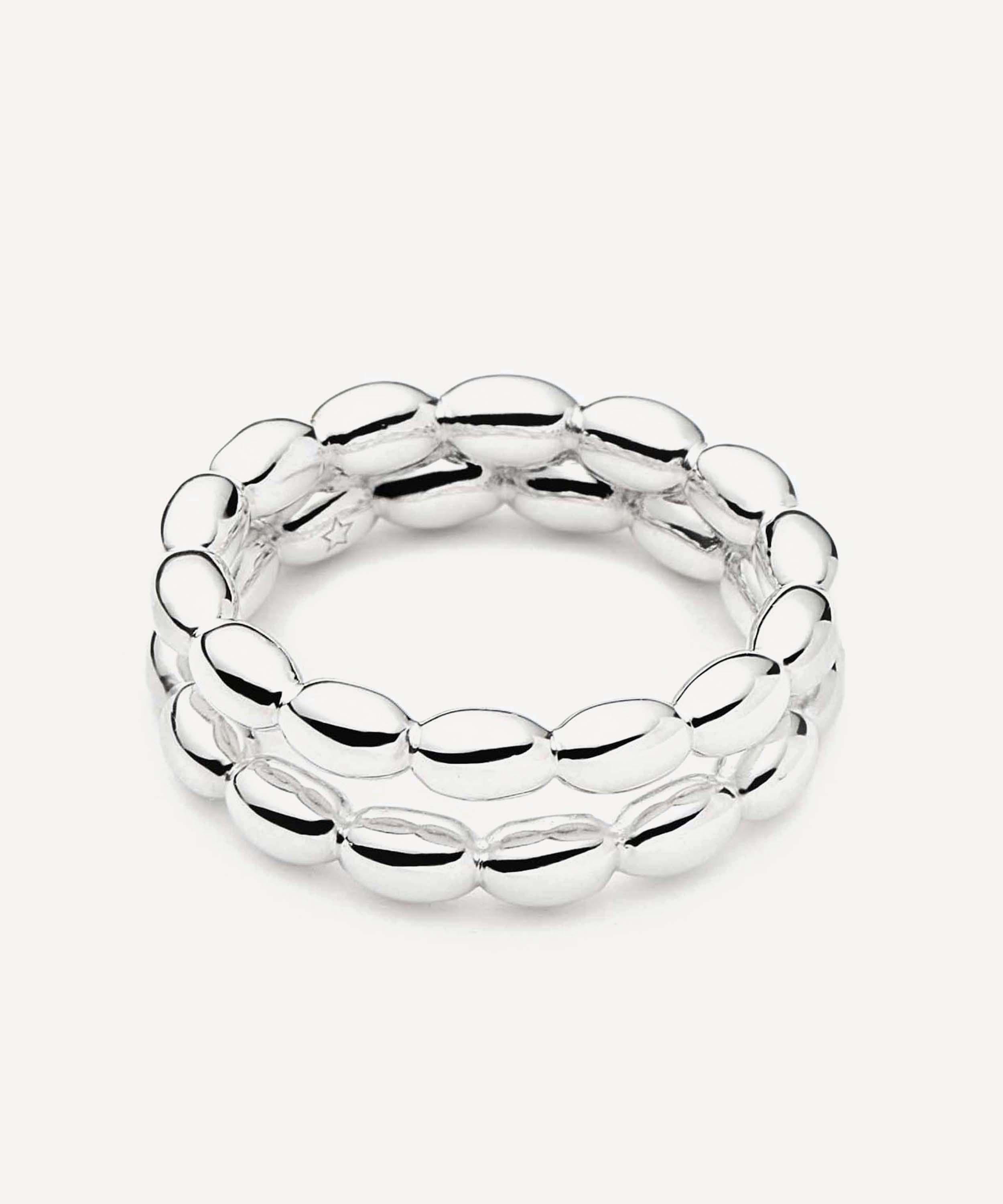 Missoma - Silver-Plated Molten Olive Stacked Ring image number 2