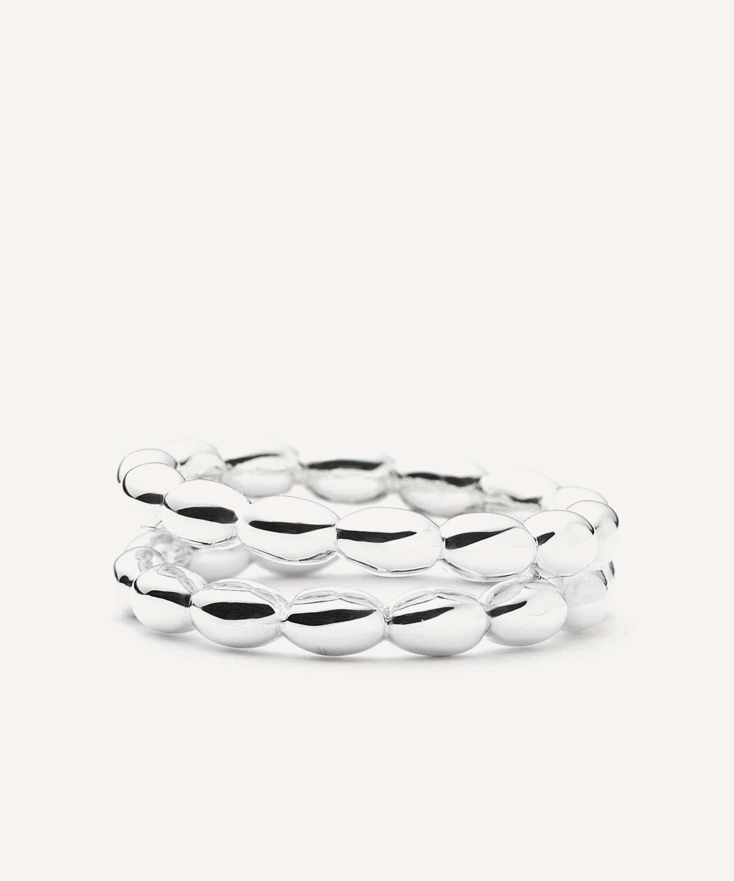 Missoma - Silver-Plated Molten Olive Stacked Ring image number 3