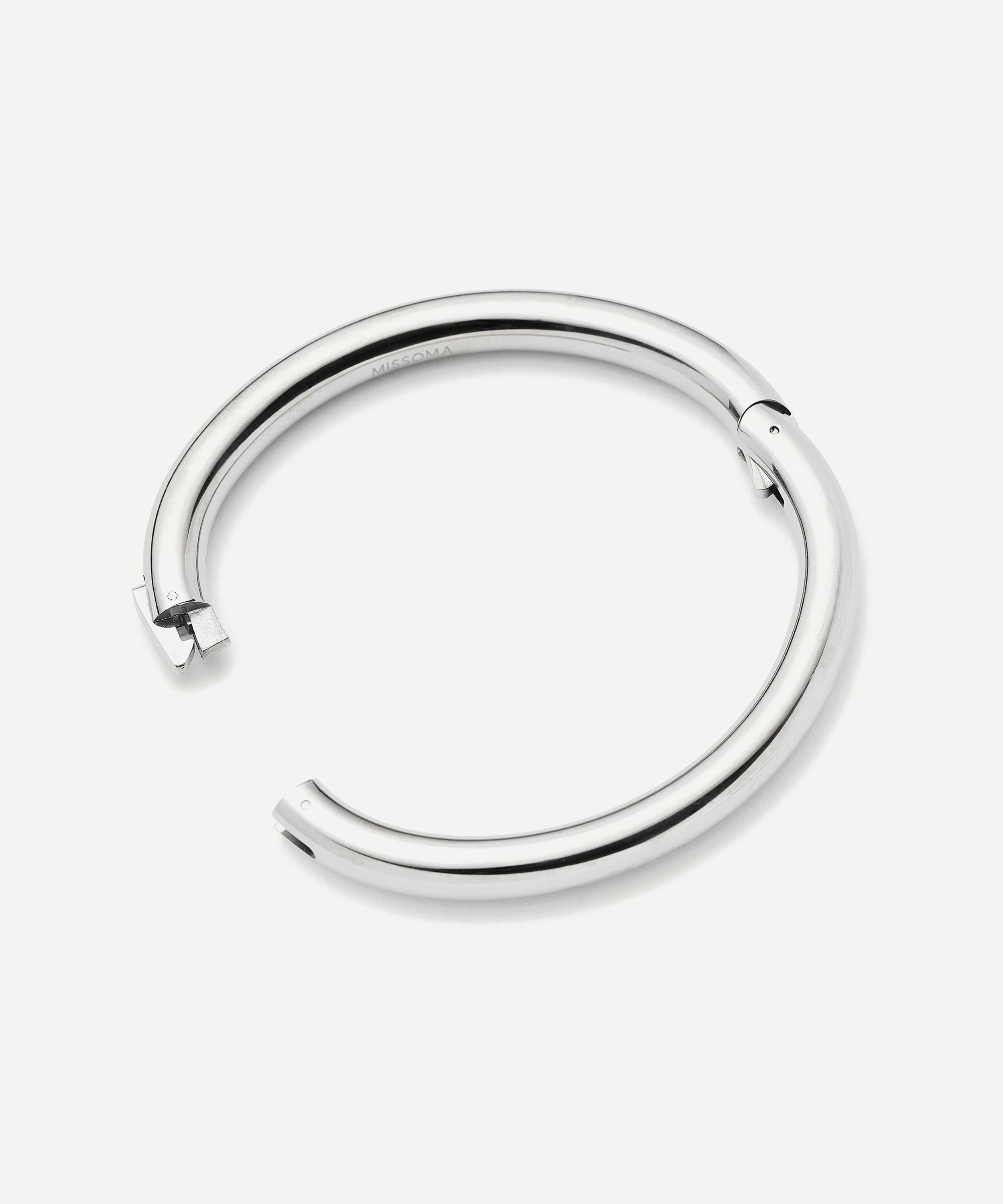 Missoma - Silver-Plated Chunky Round Hinged Bangle Bracelet image number 2