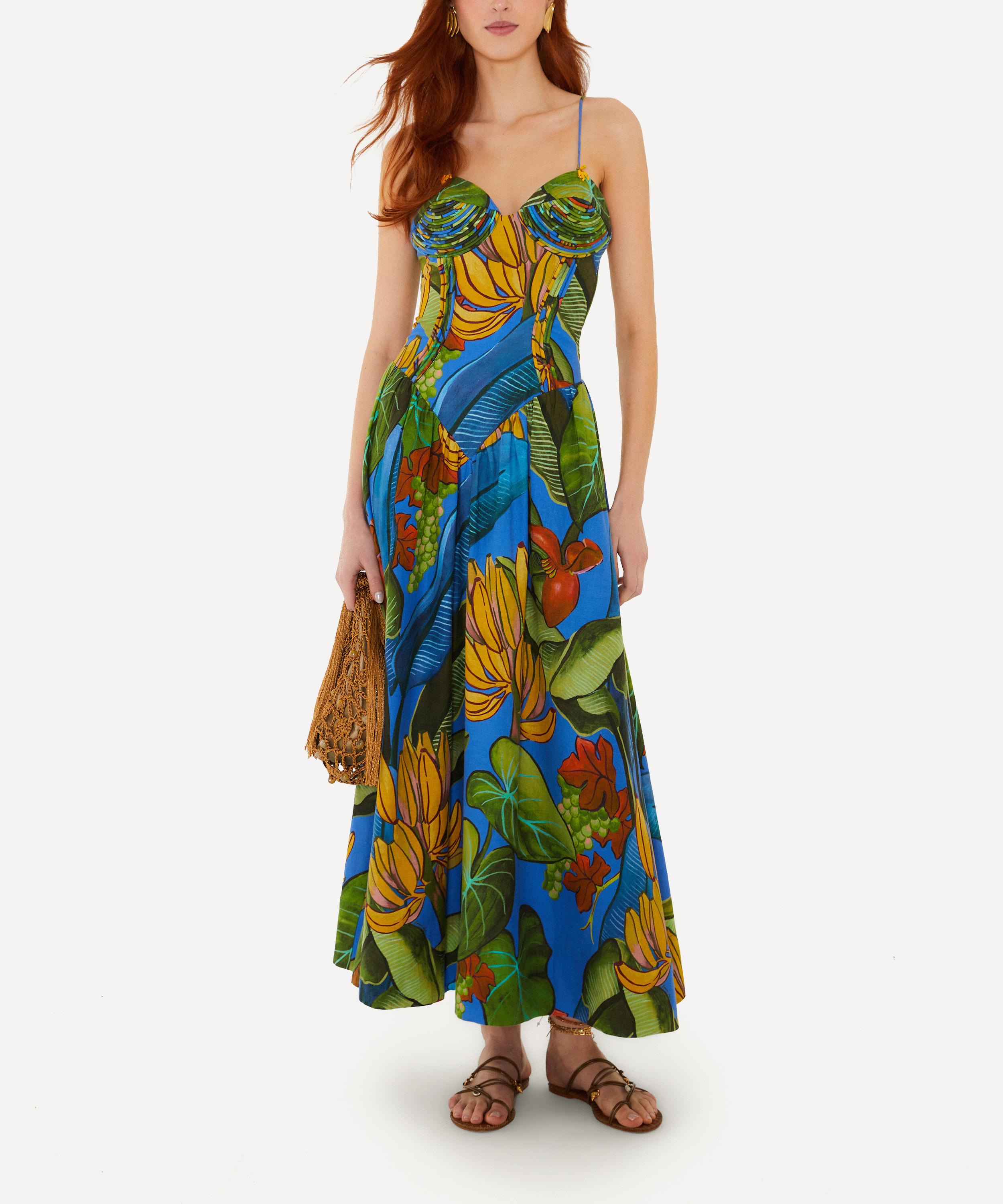 FARM Rio - Blue Banana Grapes 3D Bodice Maxi Dress image number 0