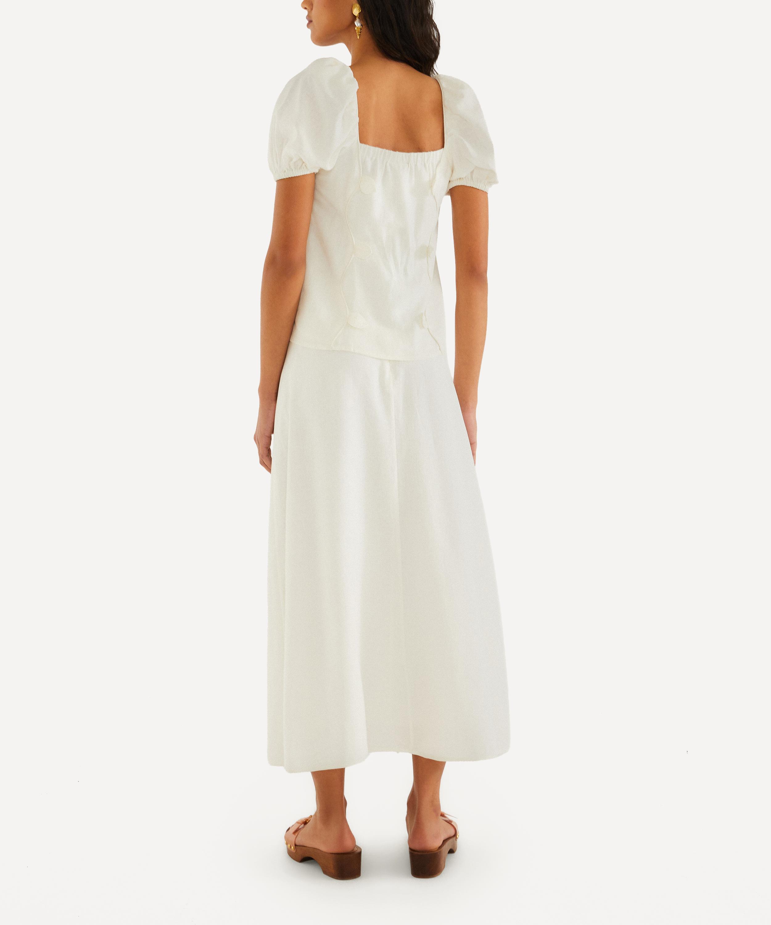 FARM Rio - Off‑White 3D Flowers Midi Skirt image number 2