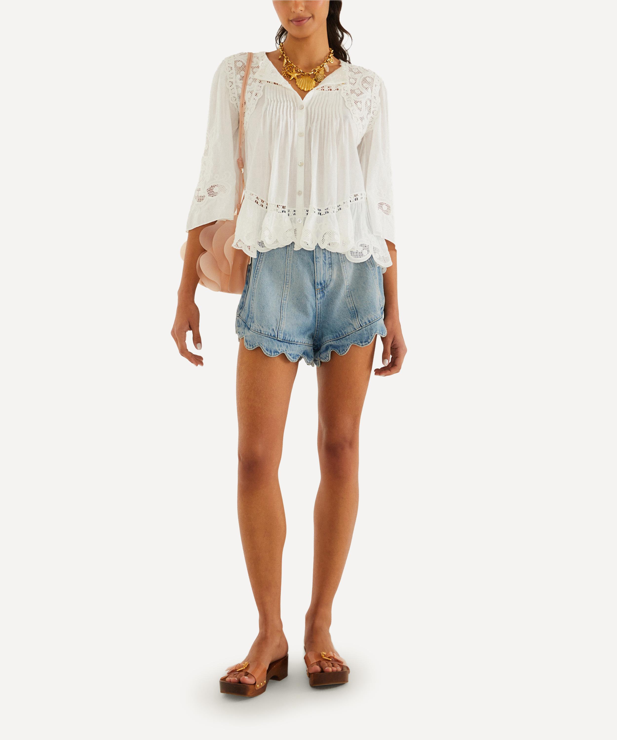FARM Rio - Light Denim Romantic Ruffle Shorts image number 0