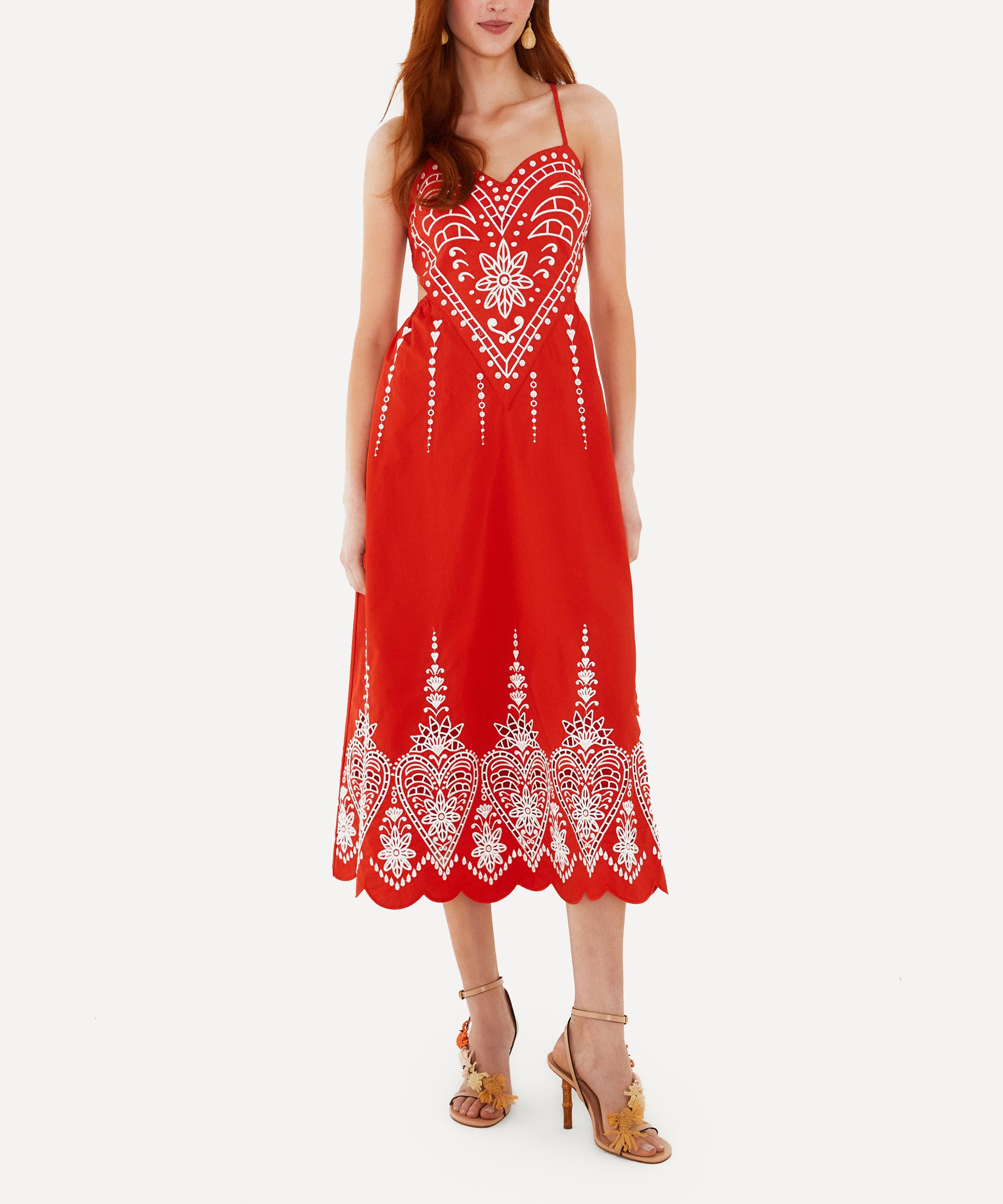 FARM Rio - Red Heart Richilieur Midi Dress&nbsp; image number 0