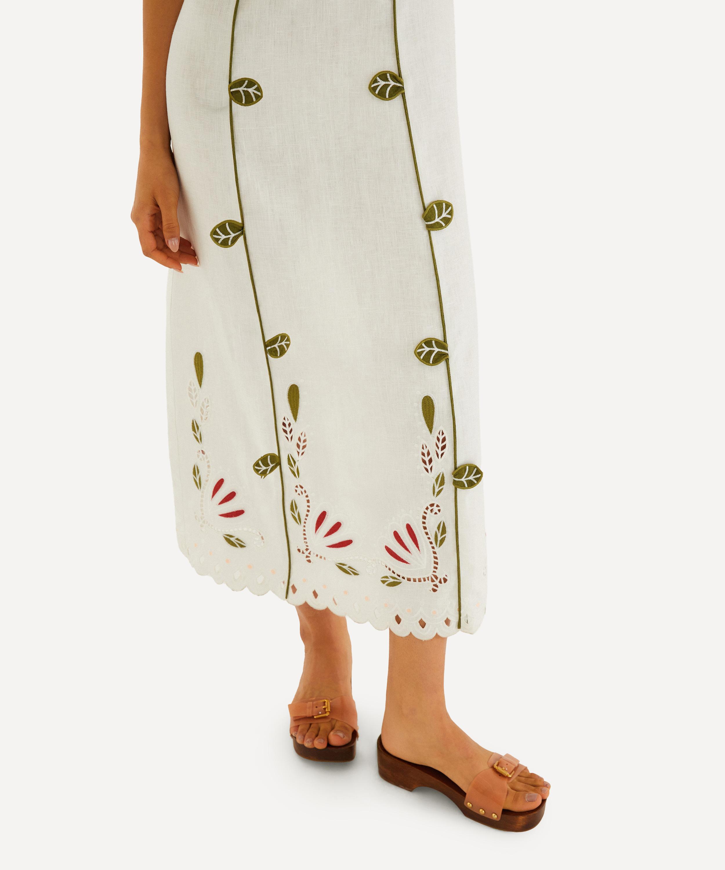 FARM Rio - Off-White Tulip Richilieur Midi Dress image number 2