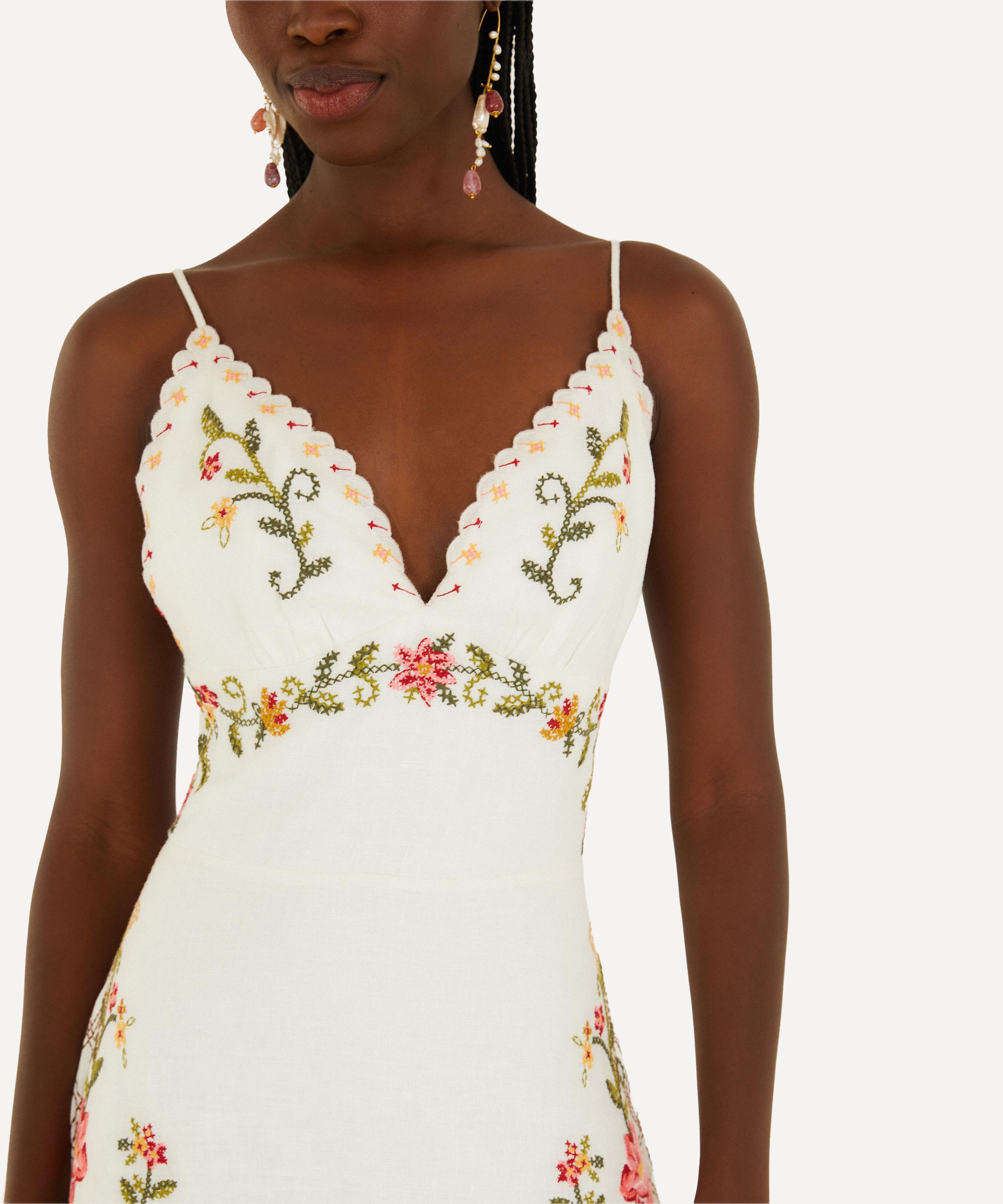 FARM Rio - Off-White Flower Embroidery Midi Dress&nbsp; image number 1