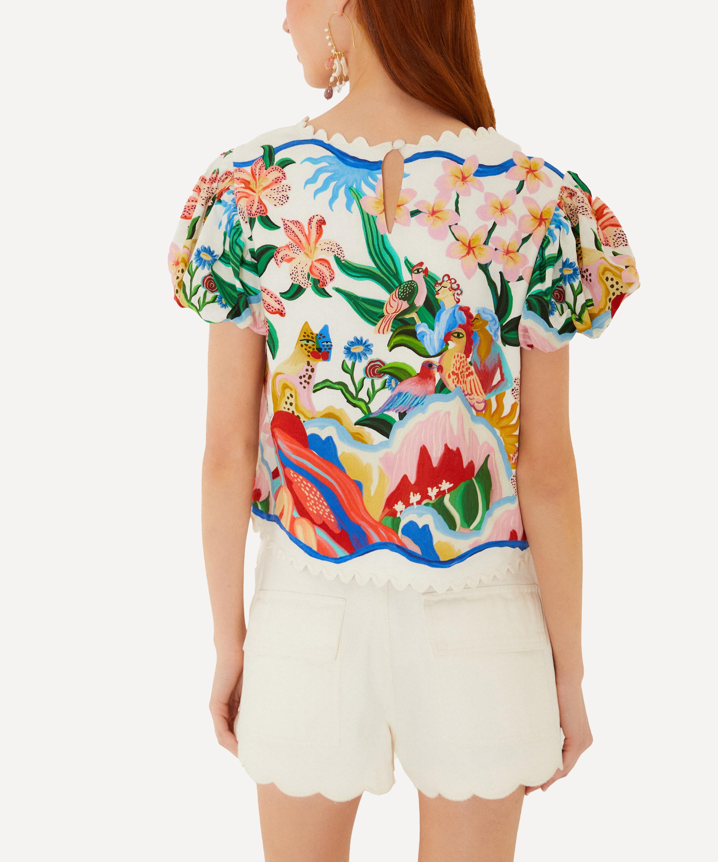 FARM Rio - White Scalloped Canvas Shorts image number 3