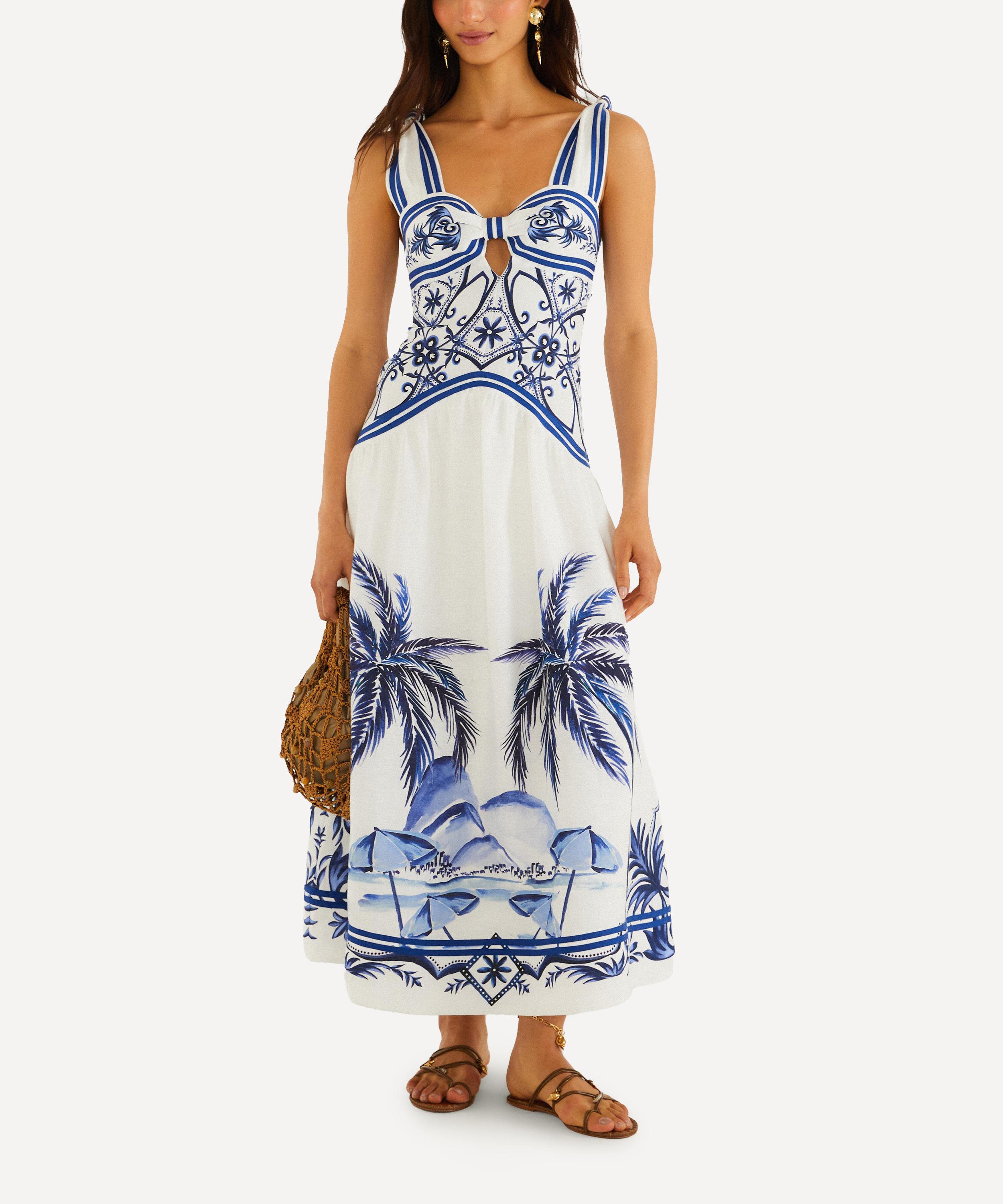 FARM Rio - Off‑White Wonderful City Linen Maxi Dress