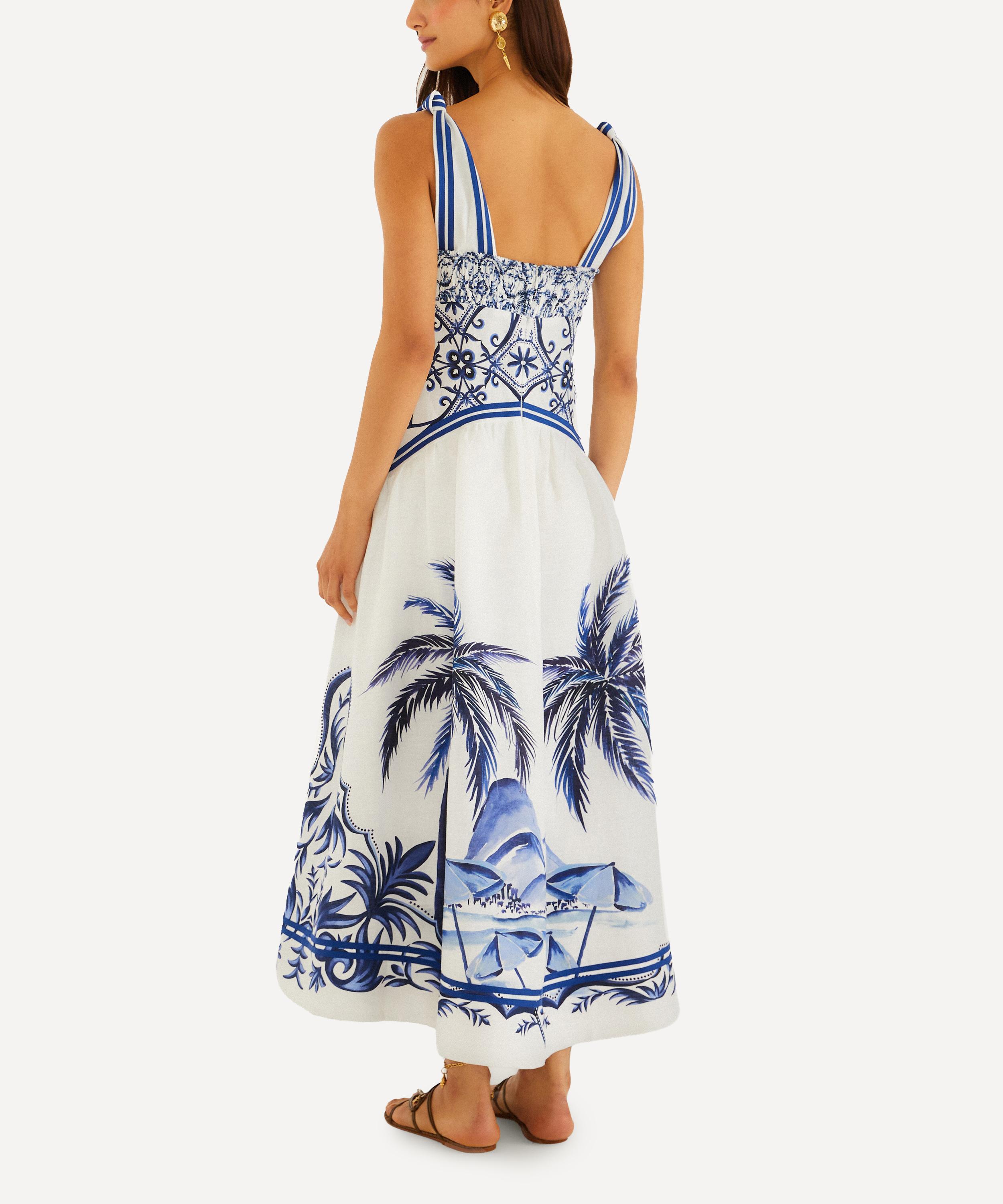 FARM Rio - Off‑White Wonderful City Linen Maxi Dress image number 2