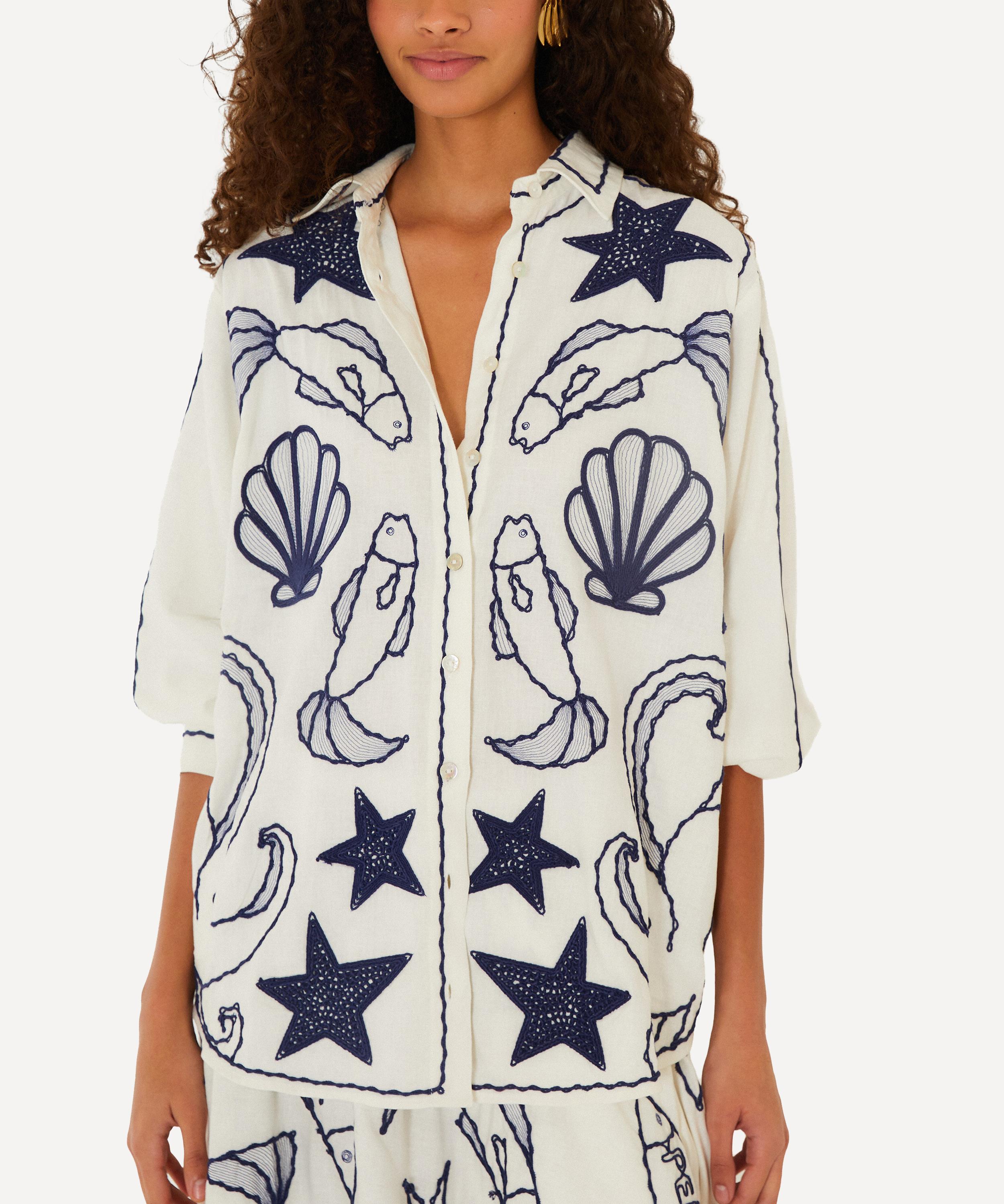 FARM Rio - Off‑White Fresh Fish Shirt