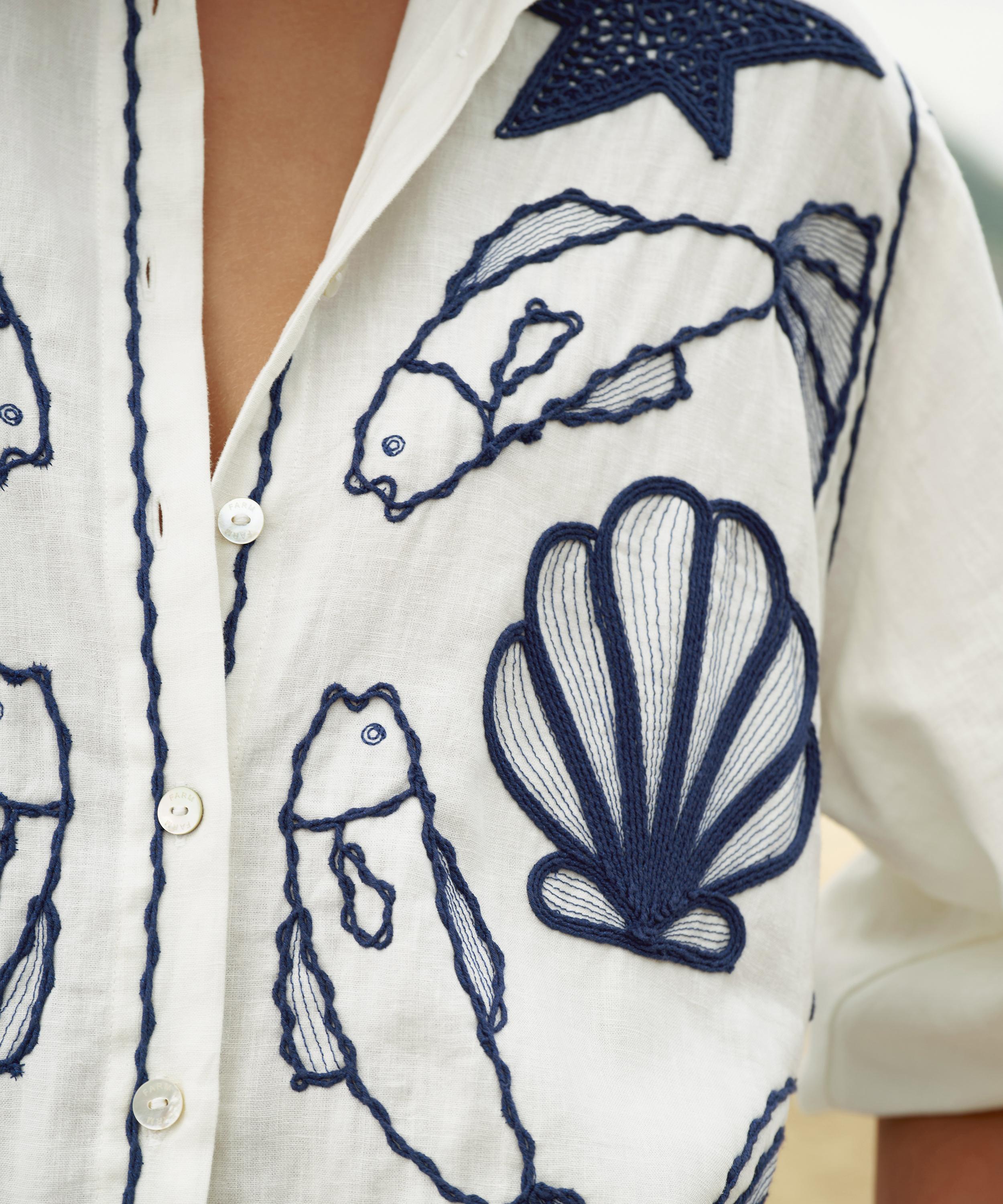 FARM Rio - Off‑White Fresh Fish Shirt image number 3