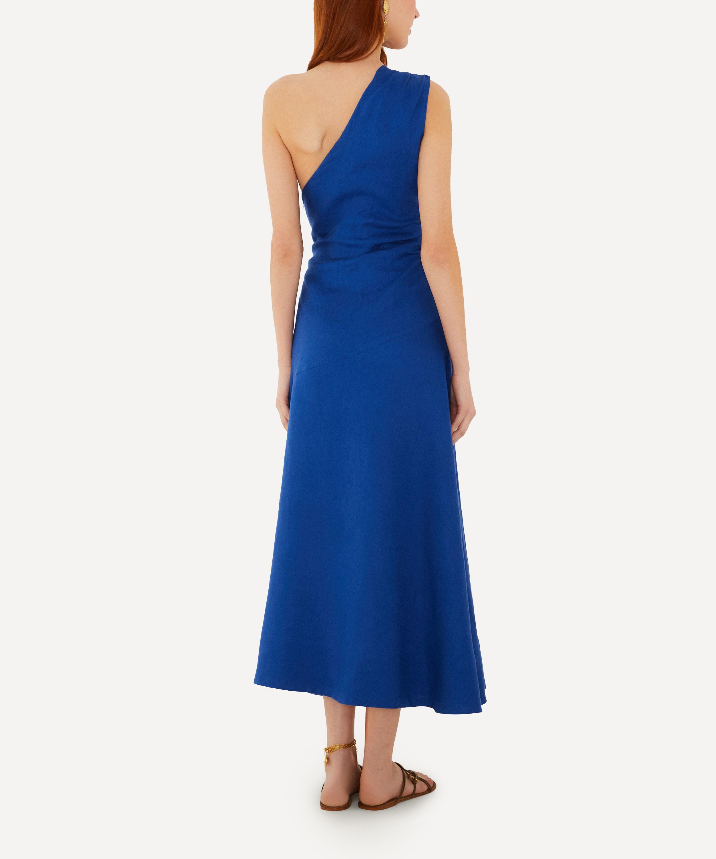 FARM Rio - Blue Seahorse Embroidery One‑Shoulder Maxi Dress image number 3